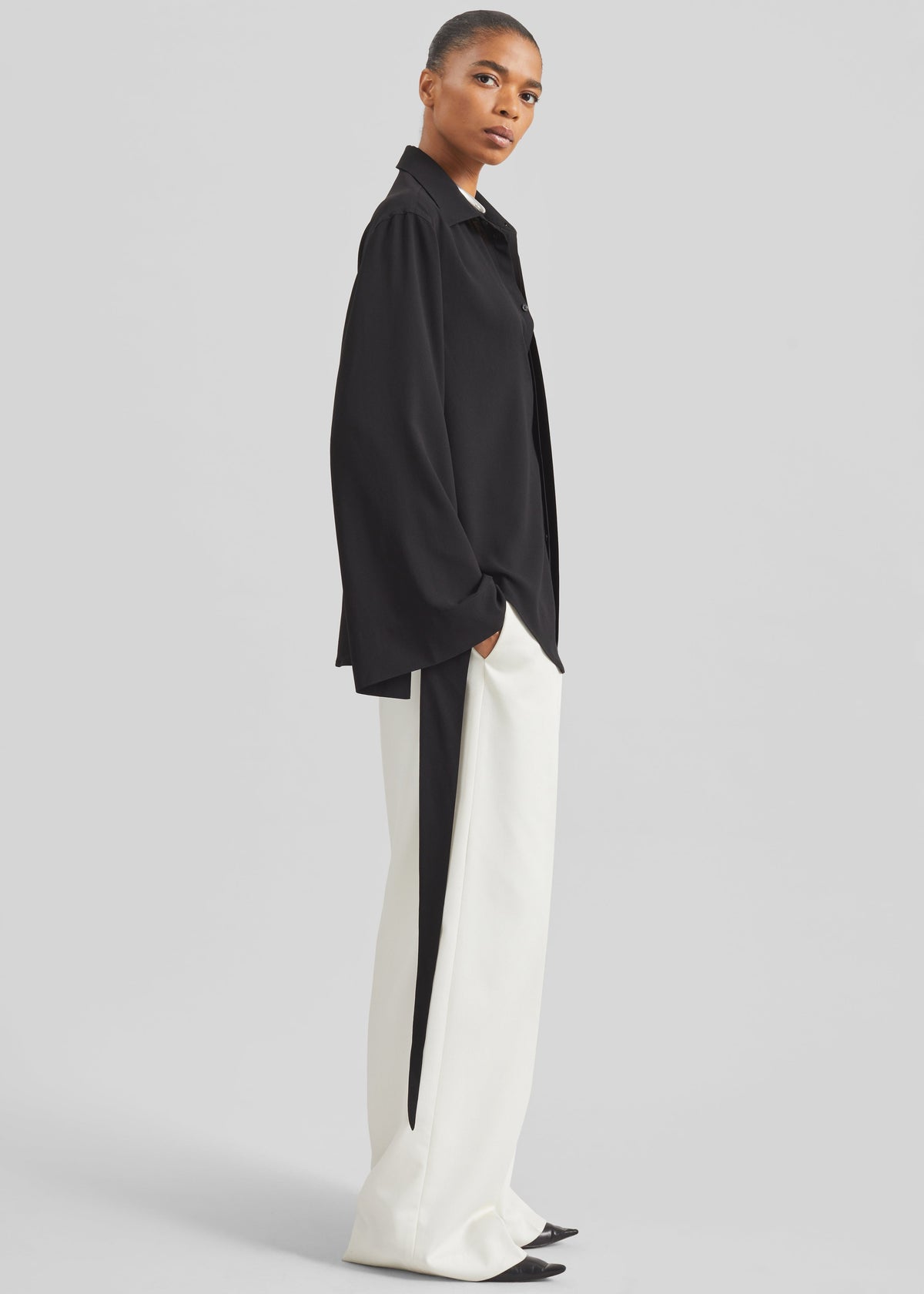 Verlin Sheer Chiffon Tie Cuff Shirt - Black β view 8 of 10