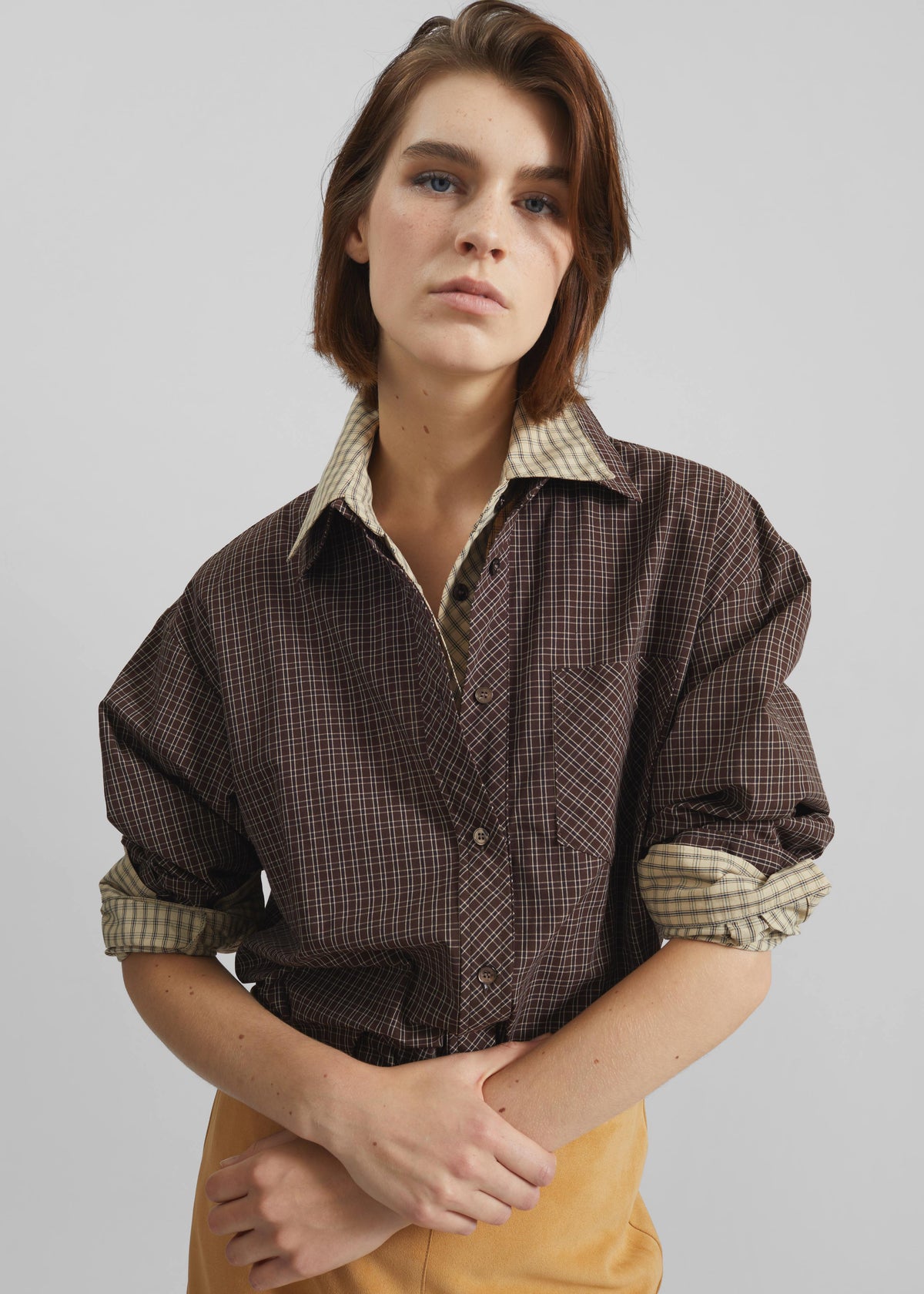 Vesta Cotton Shirt - Brown Plaid β view 3 of 7