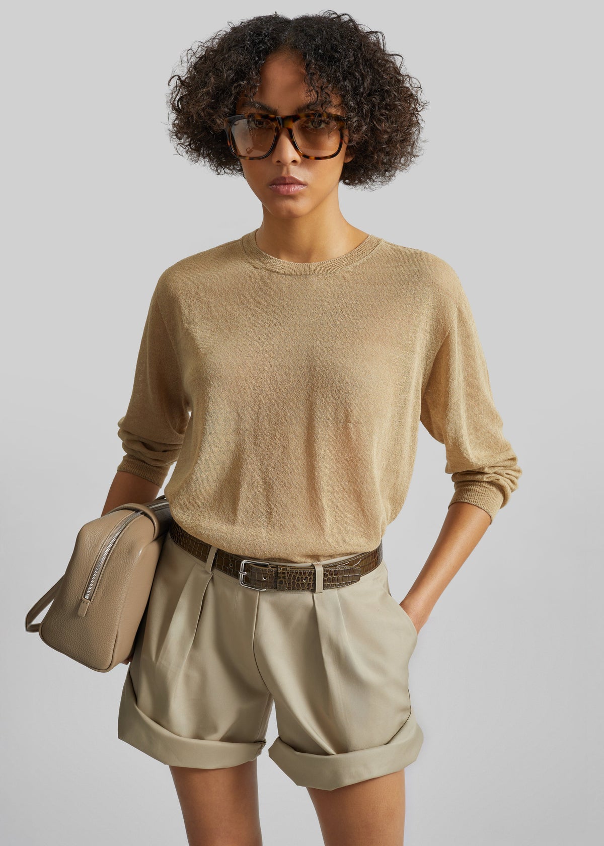 Veyra Adjustable Cuff Shorts - Beige β view 6 of 10