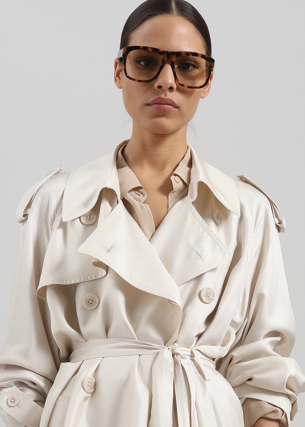 Veyron Silk Trench - Ivory β view 6 of 8
