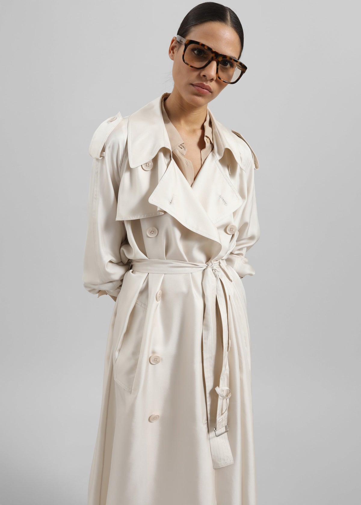 Veyron Silk Trench - Ivory β view 3 of 8