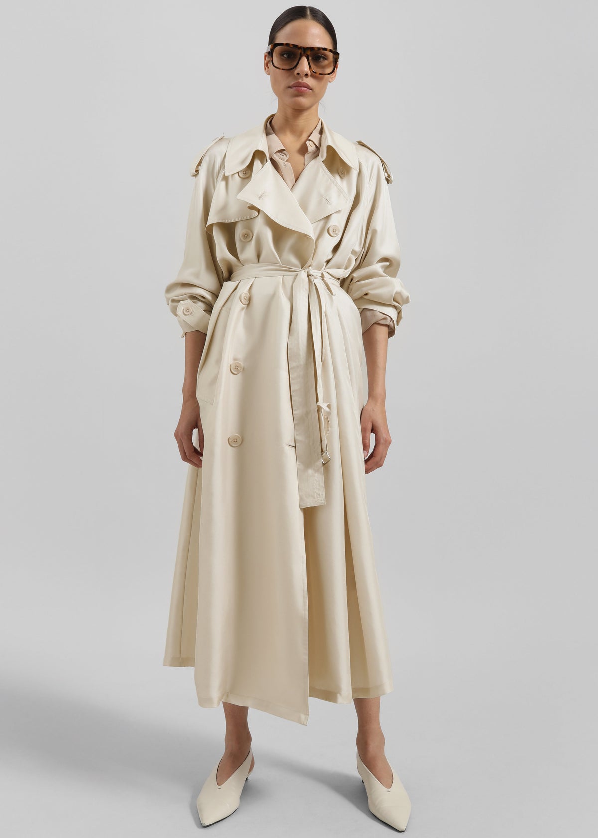 Veyron Silk Trench - Light Beige β view 3 of 8
