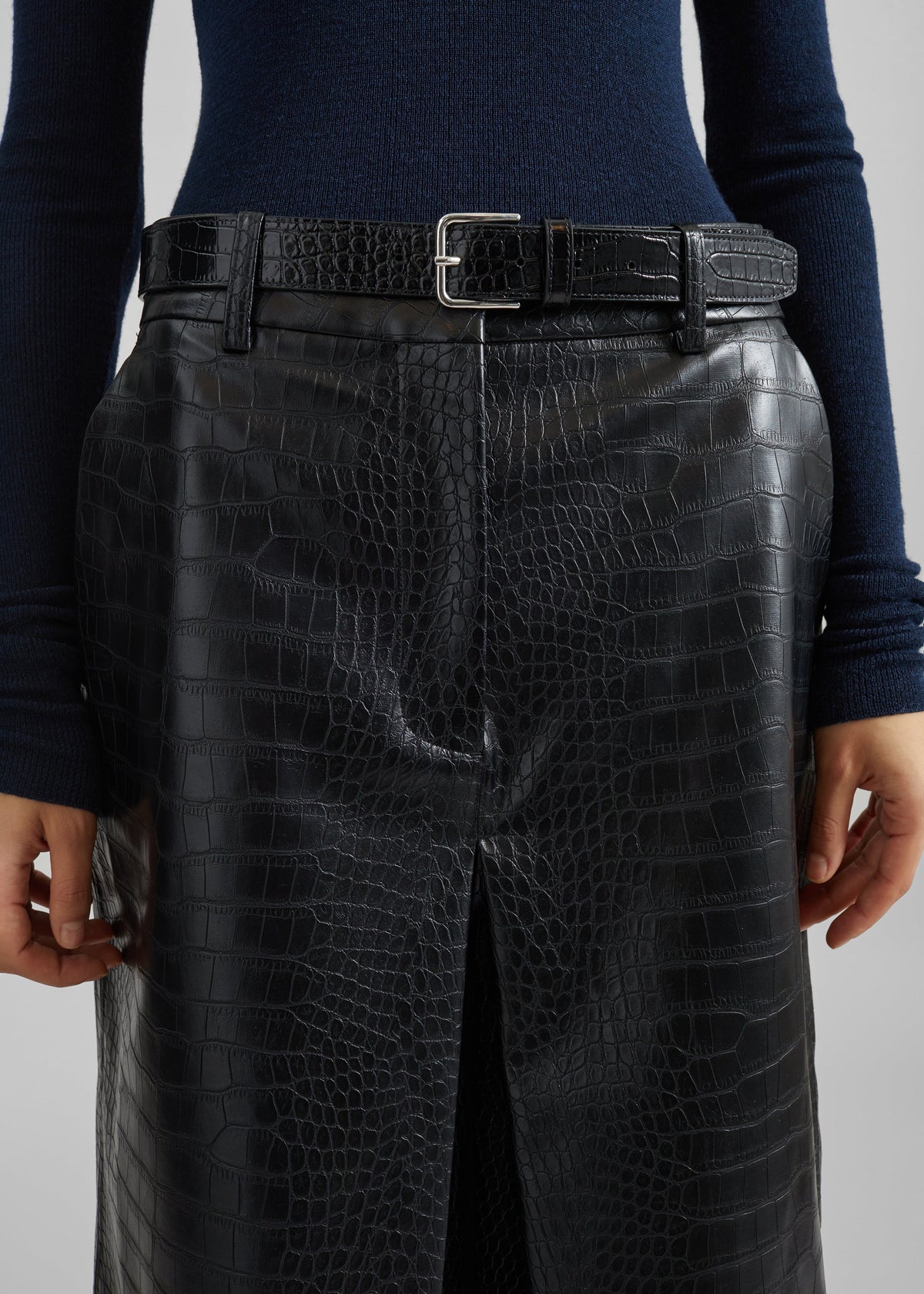 Vivonne Croc Faux Leather Culottes - Black β view 5 of 10