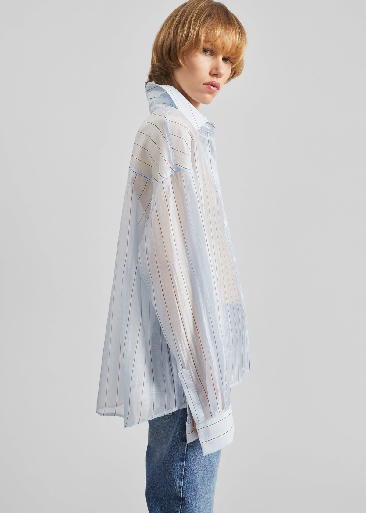 Vranor Light Sheer Shirt - Light Blue/Black Stripe β view 1 of 8
