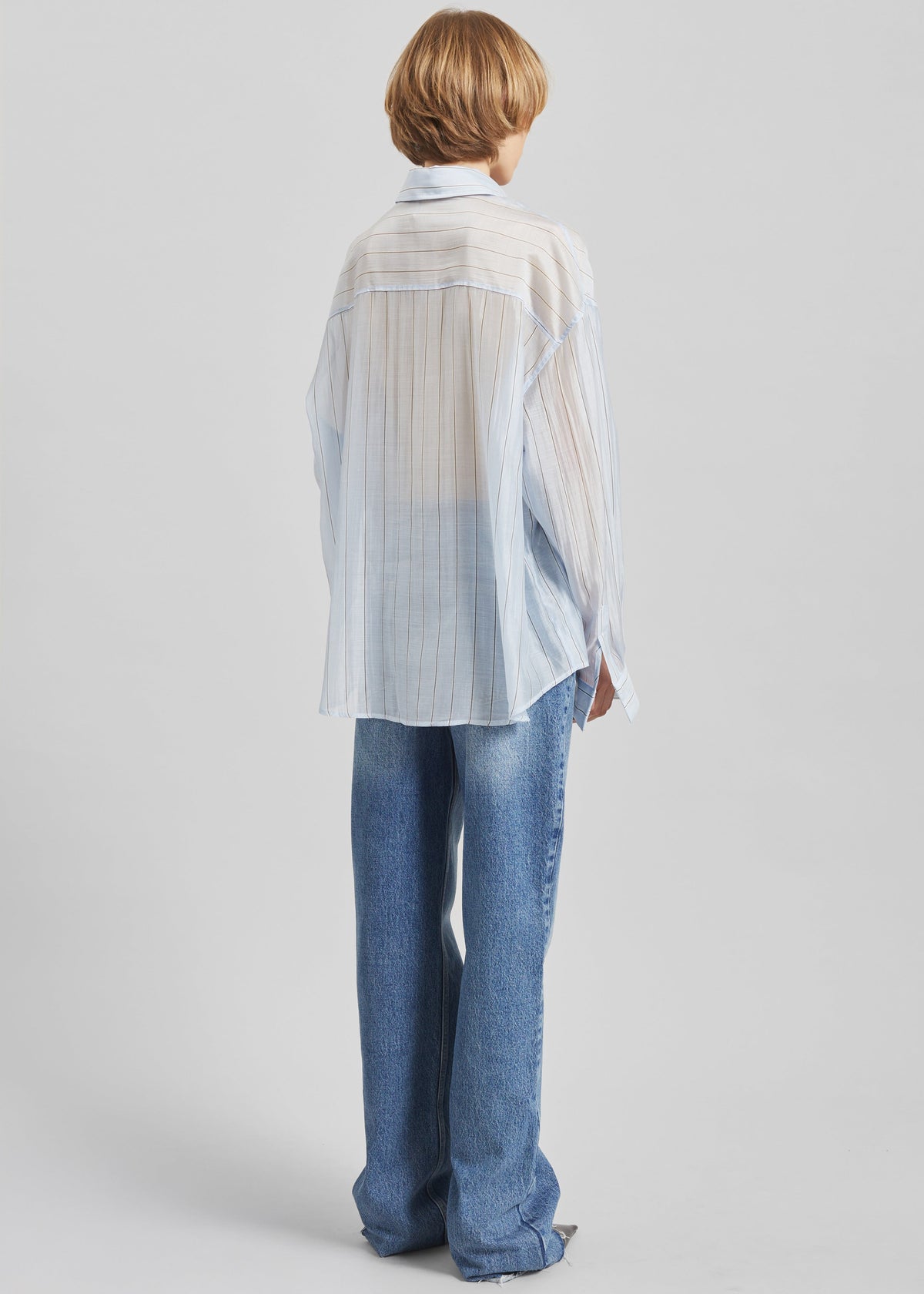 Vranor Light Sheer Shirt - Light Blue/Black Stripe β view 7 of 8