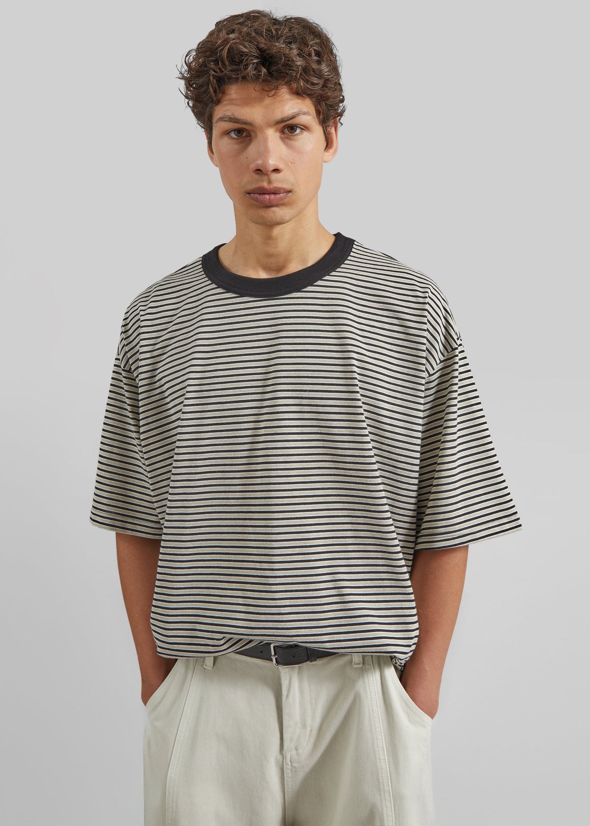 Wallace Oversized T-Shirt - Beige/Brown Stripe β view 4 of 7