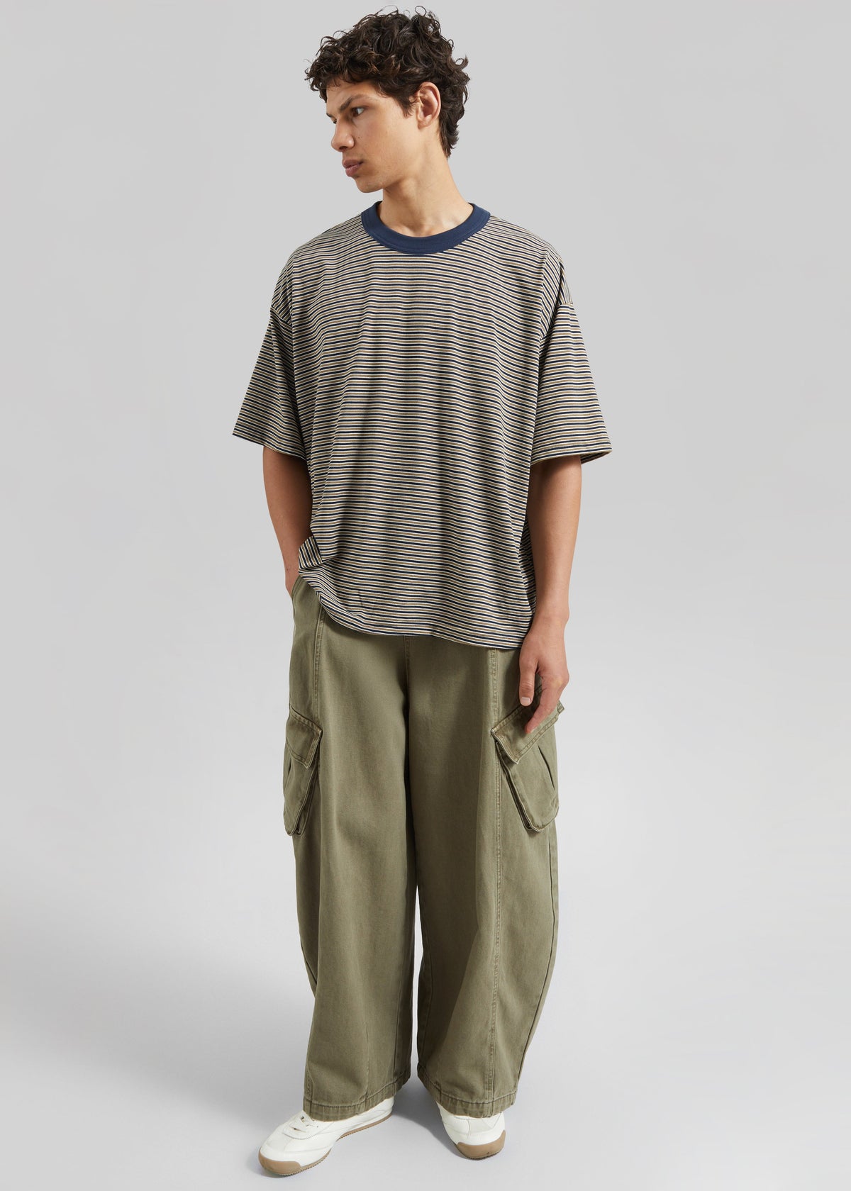 Wallace Oversized T-Shirt - Beige/Navy Stripe β view 4 of 8