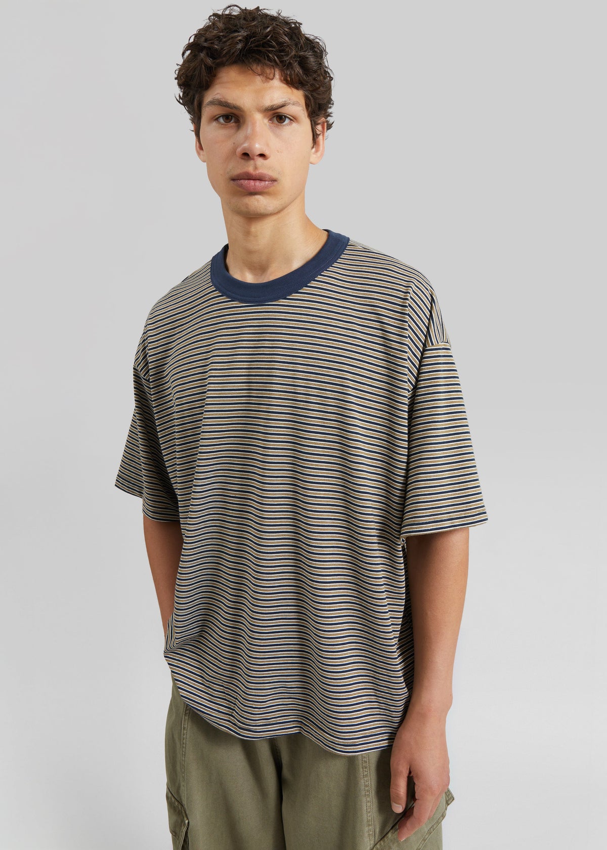 Wallace Oversized T-Shirt - Beige/Navy Stripe β view 3 of 8