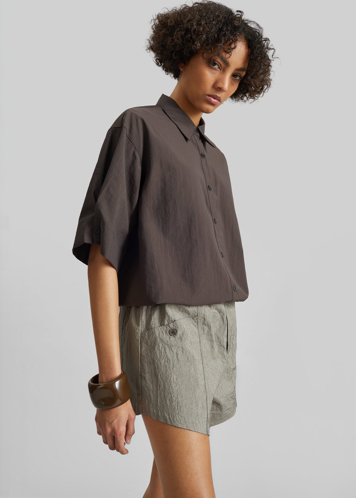 Zamora Textured Mini Shorts - Mocha β view 6 of 8