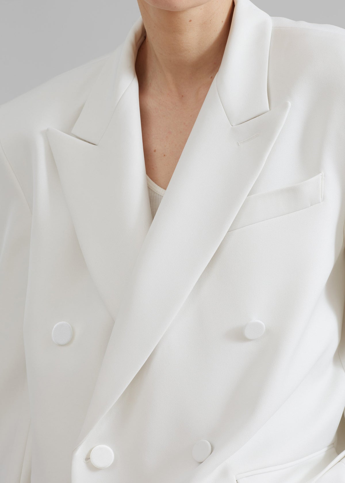 Zia Covered Buttons Blazer - White β view 9 of 12