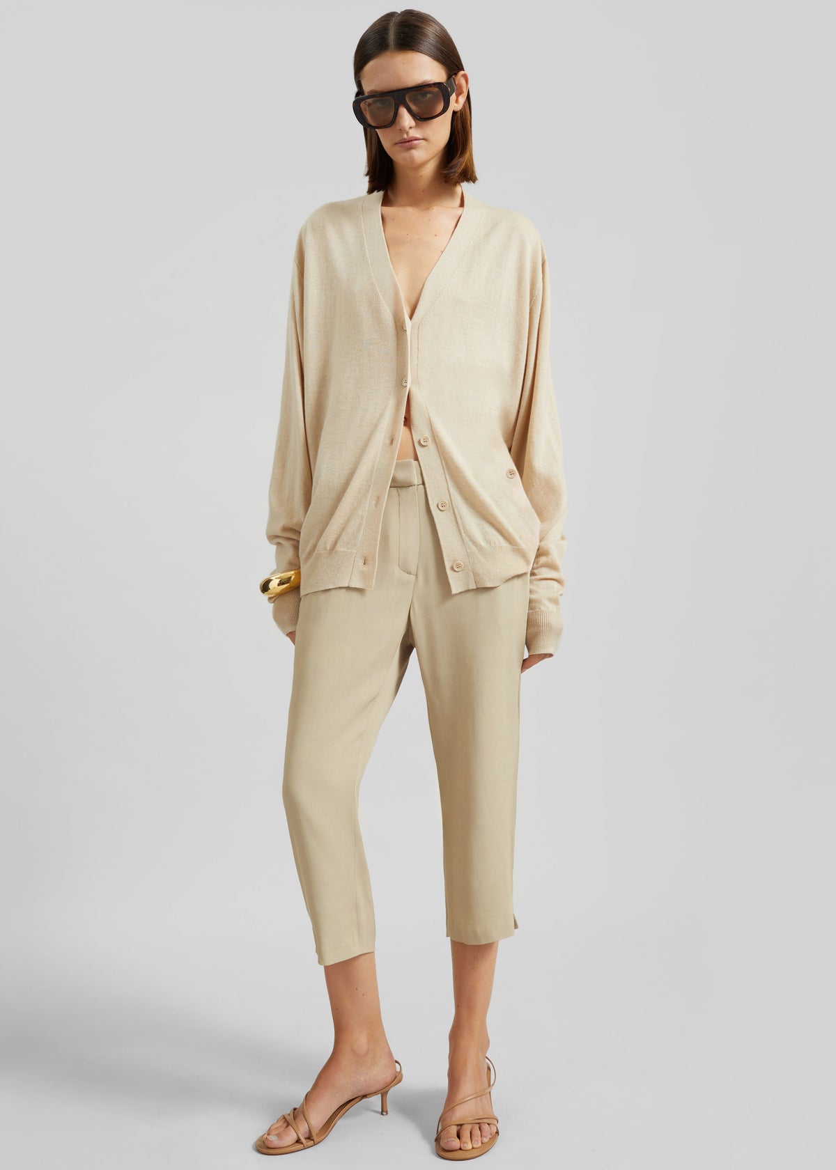 Zina V-Neck Cardigan - Beige β view 8 of 10