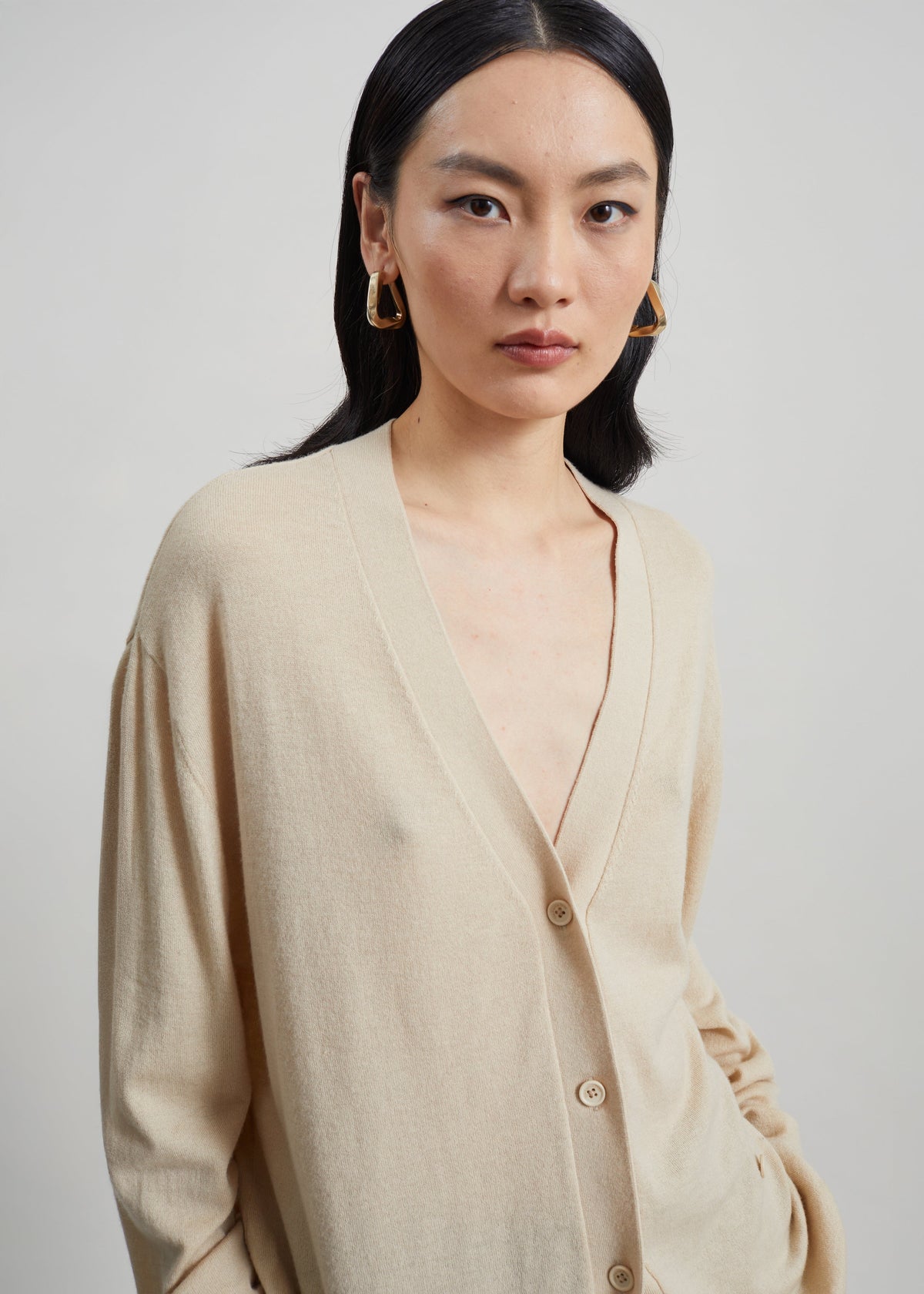 Zina V-Neck Cardigan - Beige β view 4 of 10