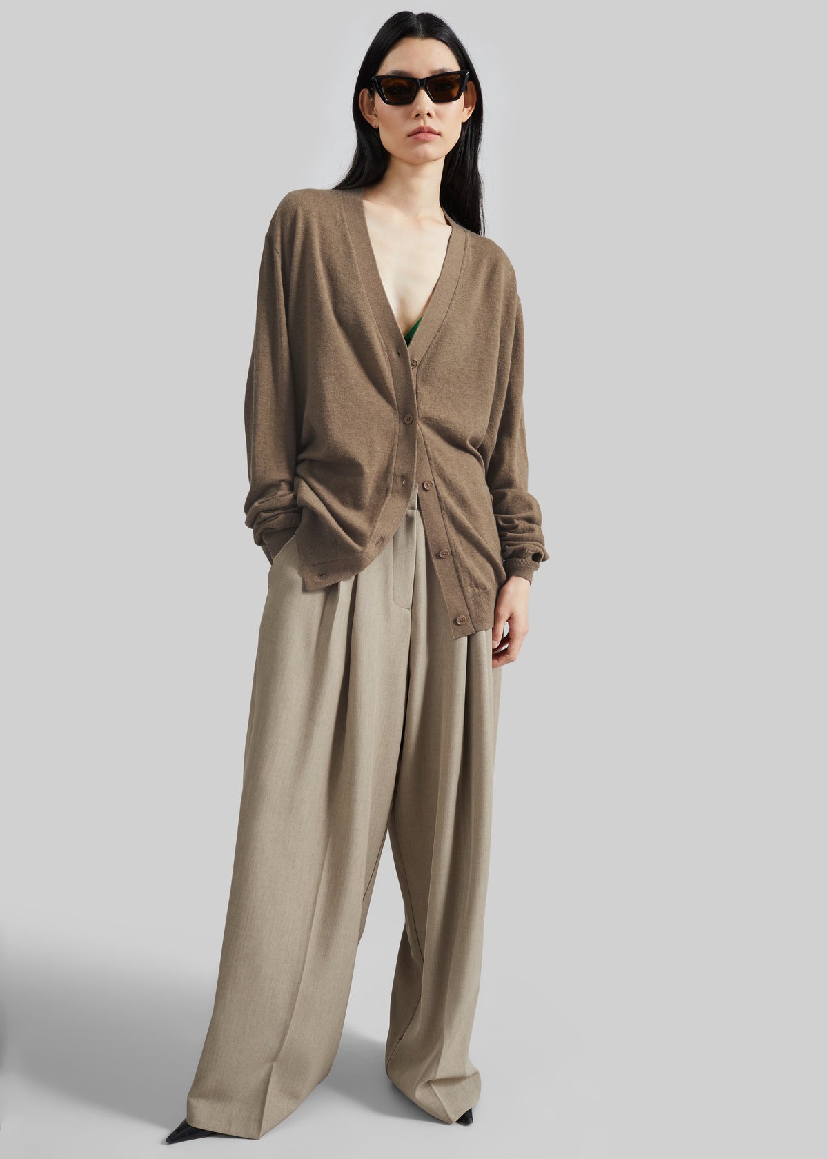 Zina V-Neck Cardigan - Mocha β view 6 of 10