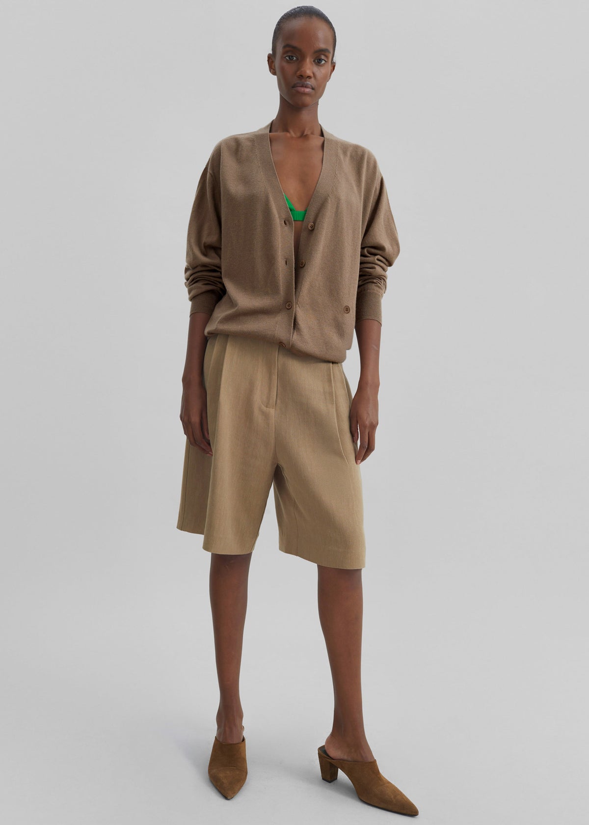 Zina V-Neck Cardigan - Mocha β view 4 of 10