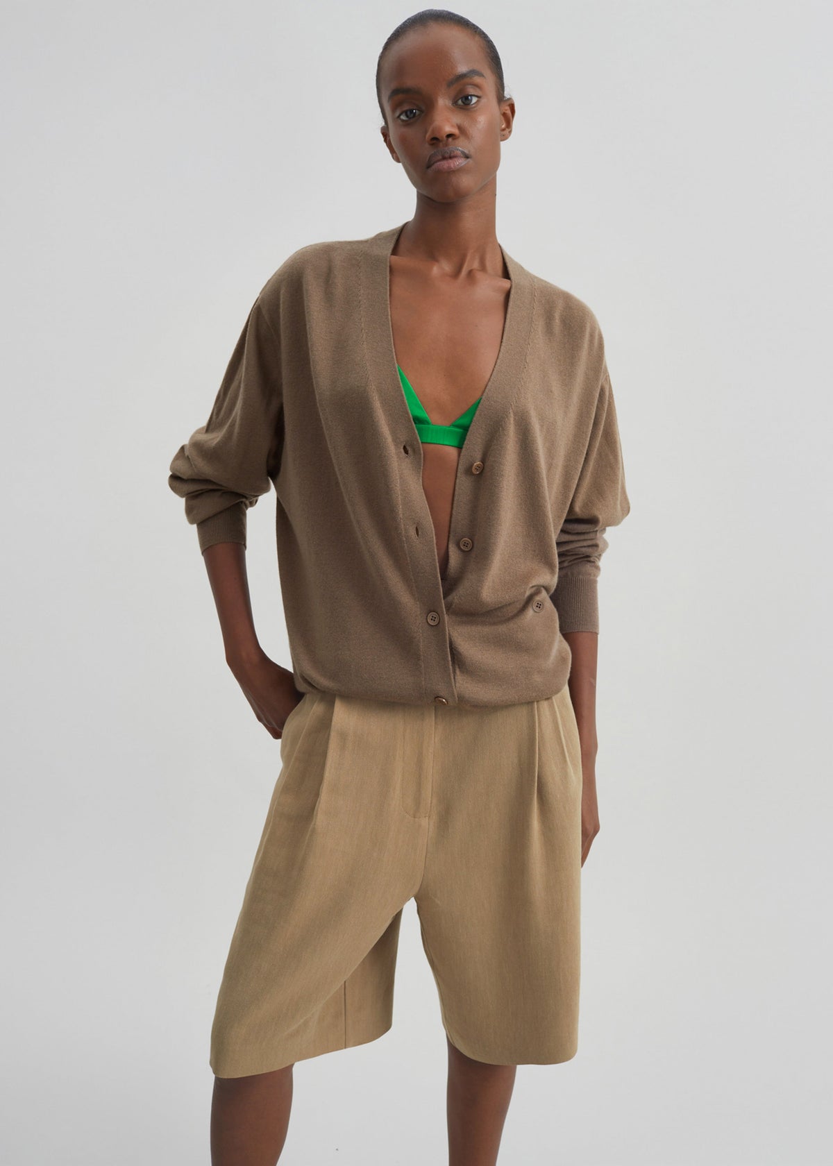 Zina V-Neck Cardigan - Mocha β view 8 of 10