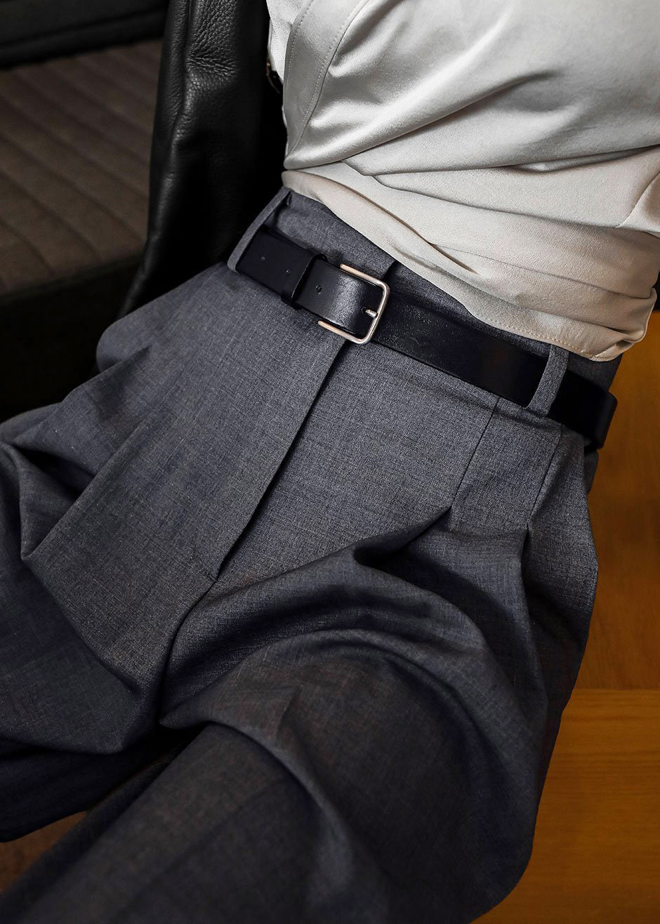 Gelso Pleated Trousers - Dark Grey Melange β view 1 of 13