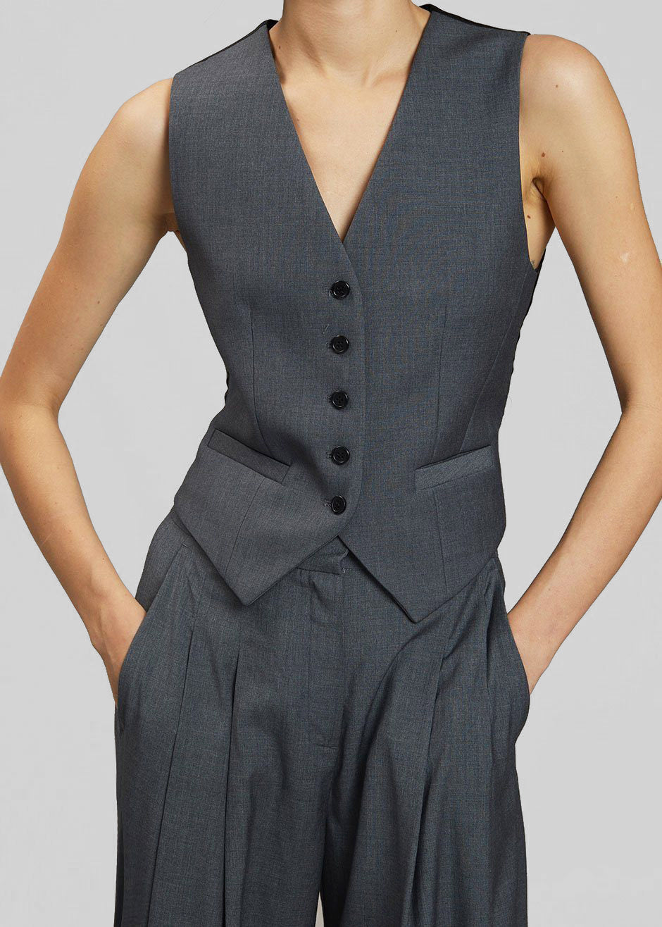 Gelso Waistcoat - Dark Grey Melange β view 3 of 10