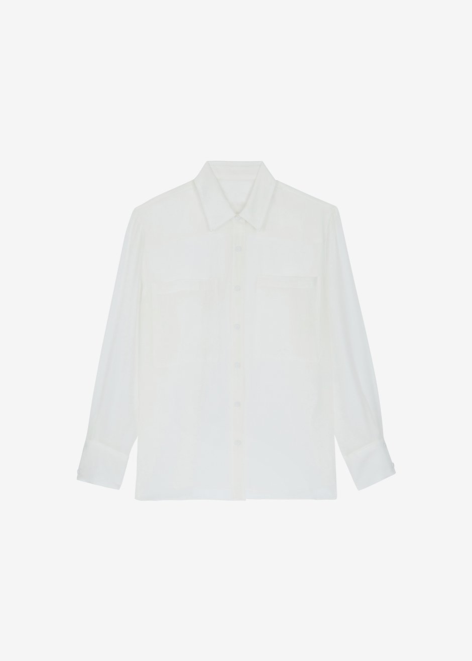 Off White Sheer Button Blouse Shirt Bar β view 9 of 9