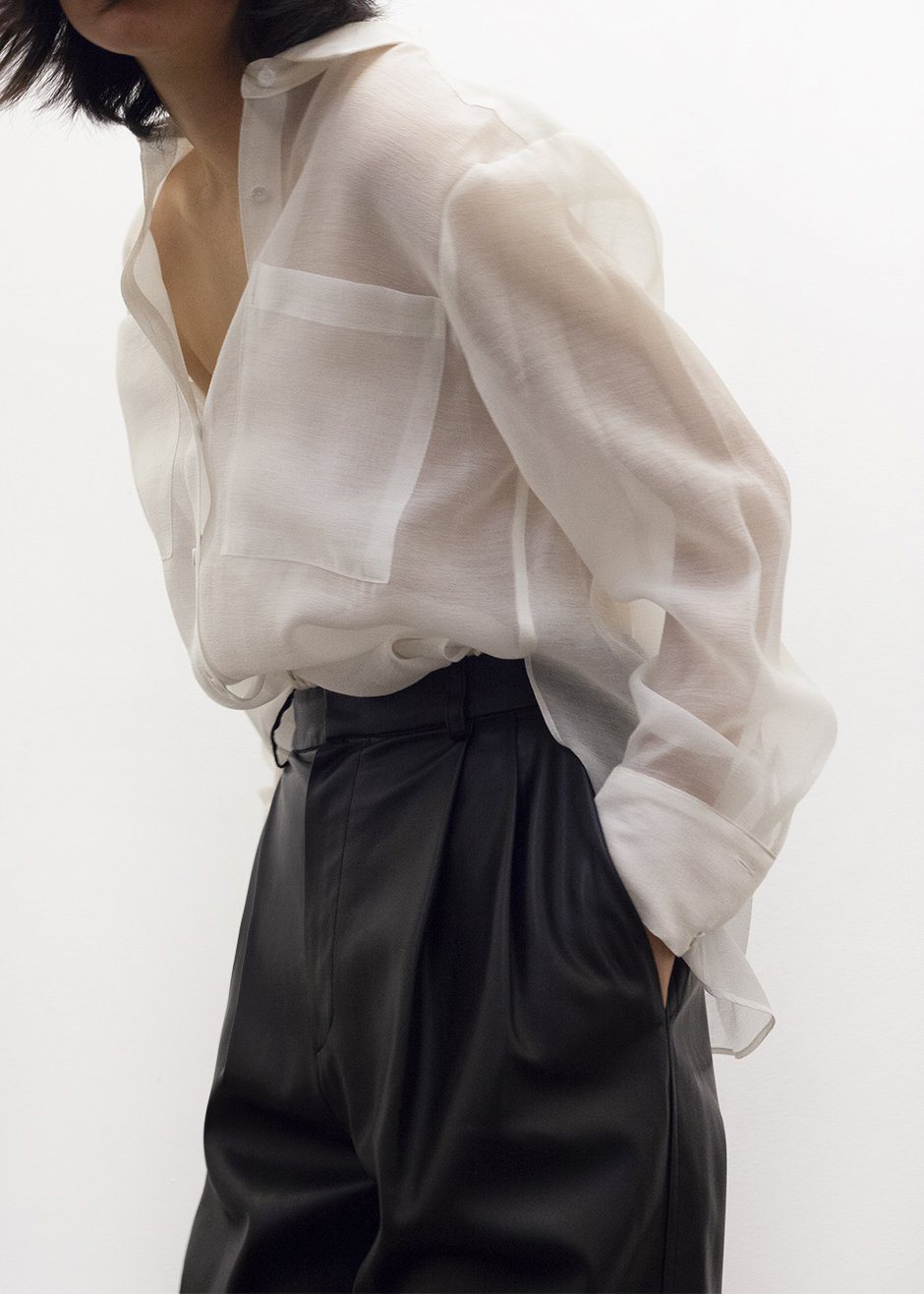 Off White Sheer Button Blouse Shirt Bar β view 1 of 9