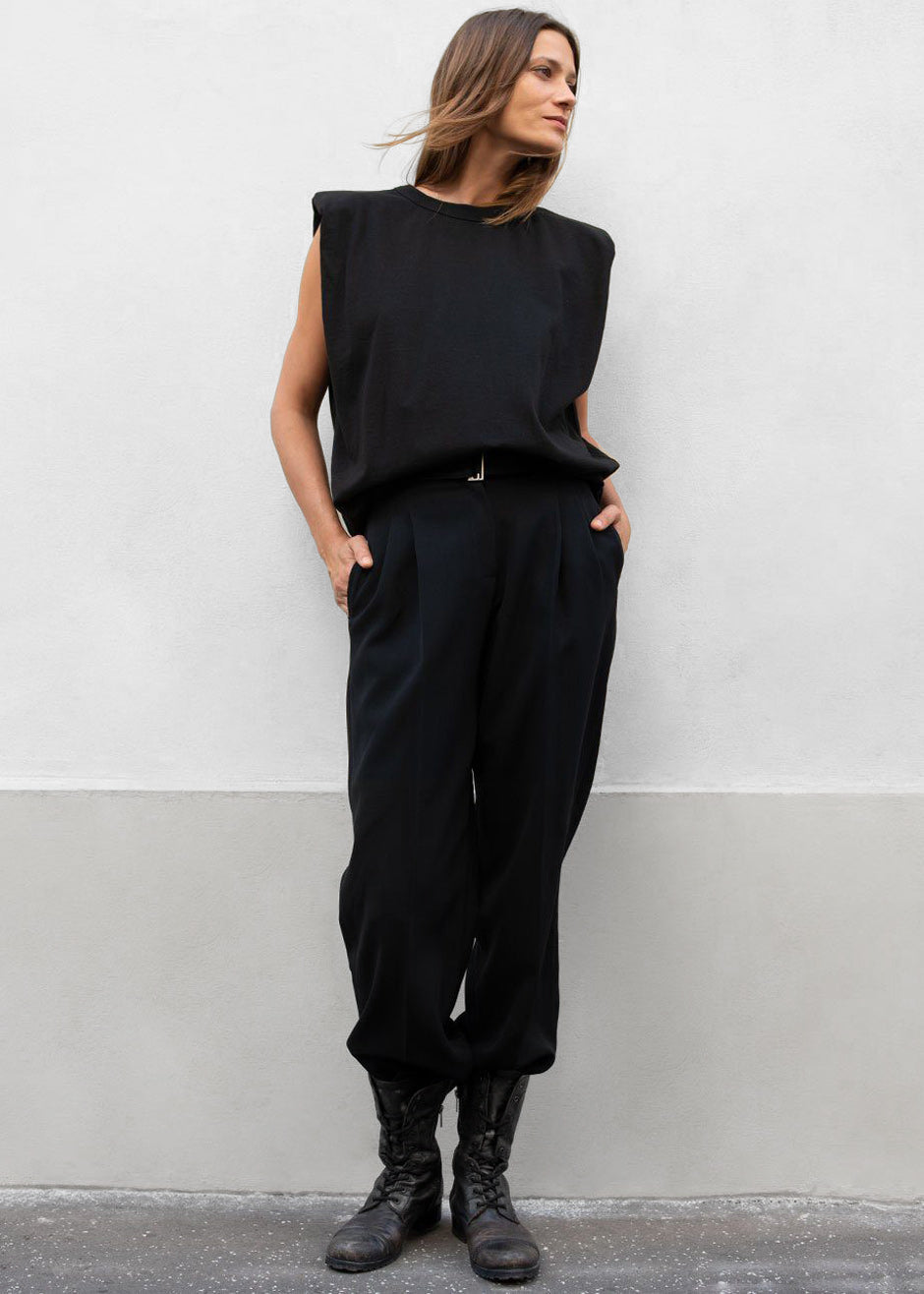 Eva Padded Shoulder Muscle T-Shirt - Black β view 7 of 11