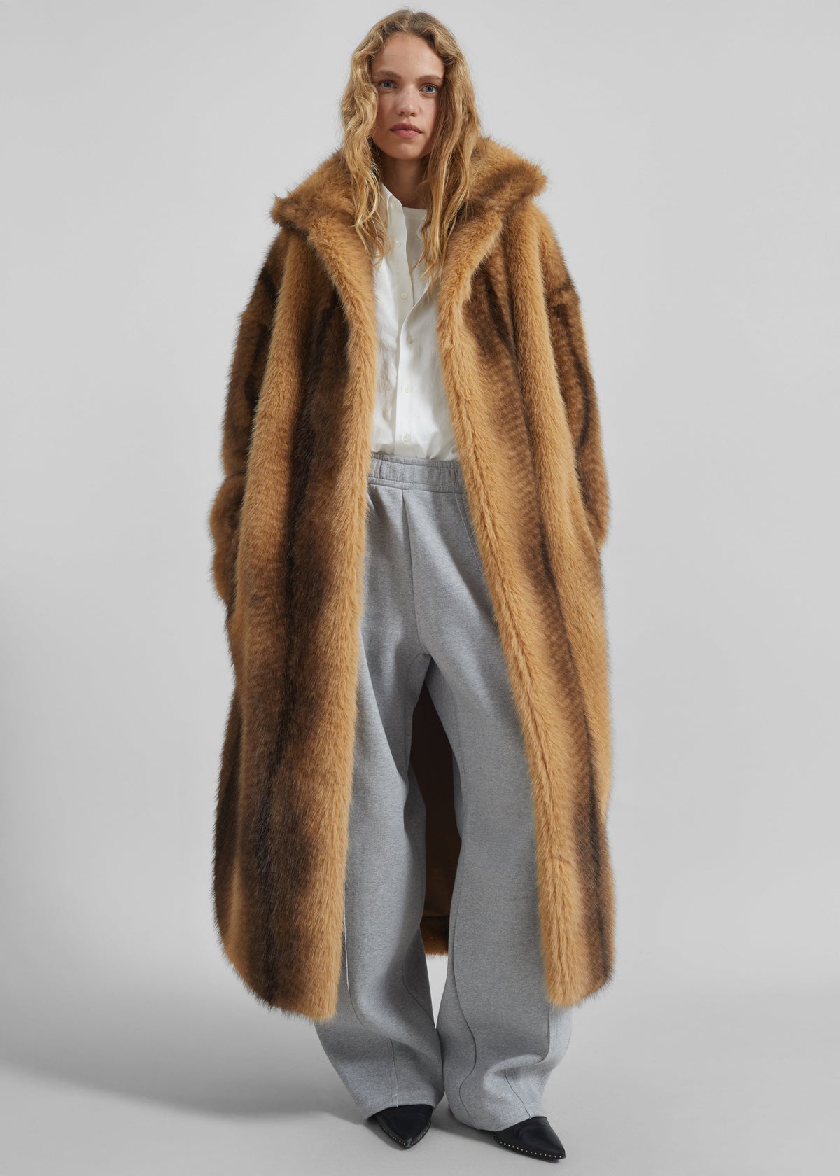 Ravello Faux Fur Robe Coat - Beige/Brown β view 4 of 9