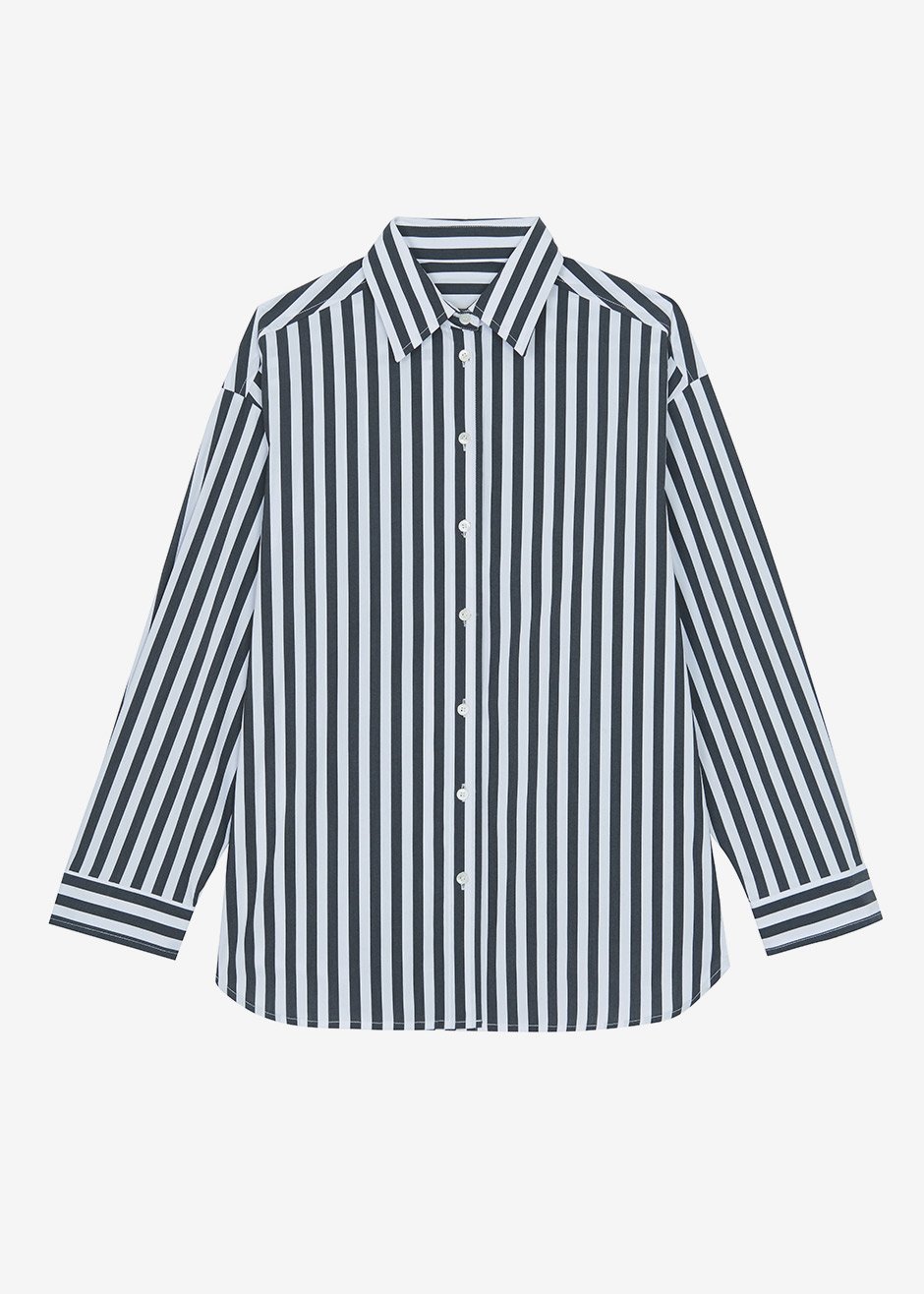 Sylvia Striped Oxford Shirt - Faded Black/White Shirt Nickishop β view 11 of 11