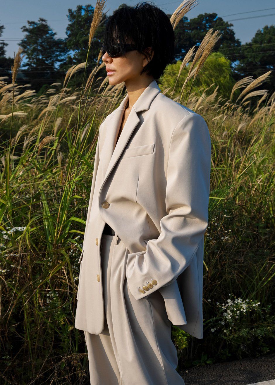Tansy Oversized Blazer - Beige Blazer Nickishop β view 6 of 13