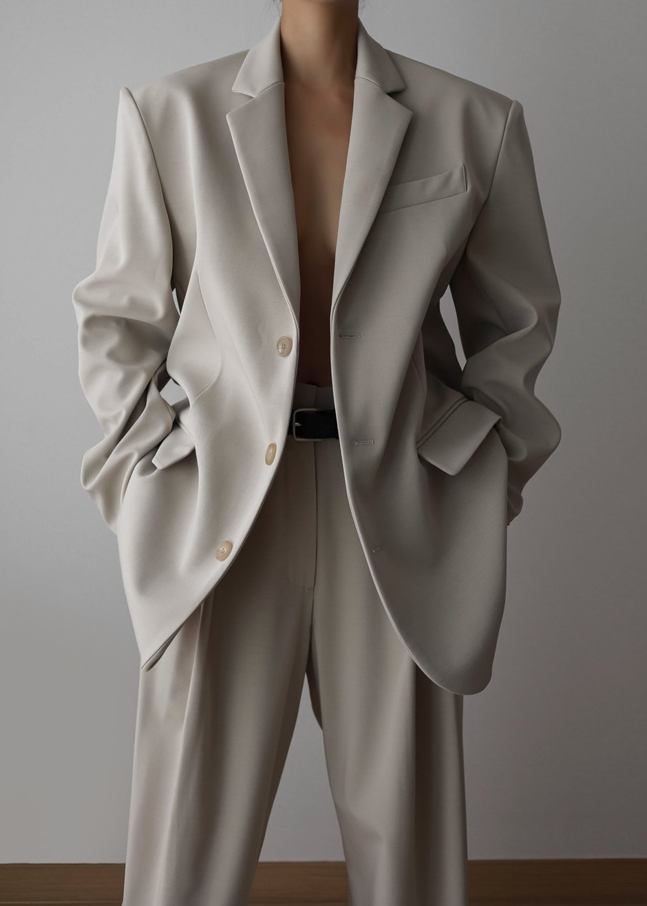 Tansy Oversized Blazer - Beige Blazer Nickishop β view 10 of 13