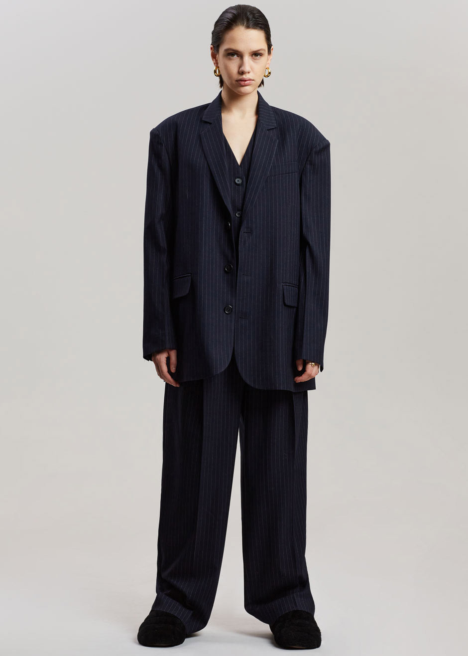 Tansy Oversized Blazer - Navy Pinstripe Blazer Nickishop β view 11 of 12