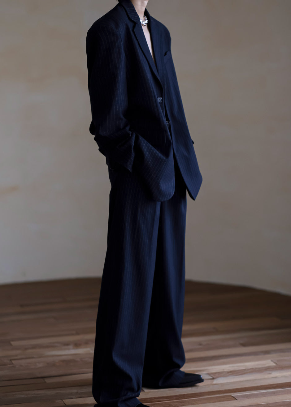 Tansy Oversized Blazer - Navy Pinstripe Blazer Nickishop β view 2 of 12