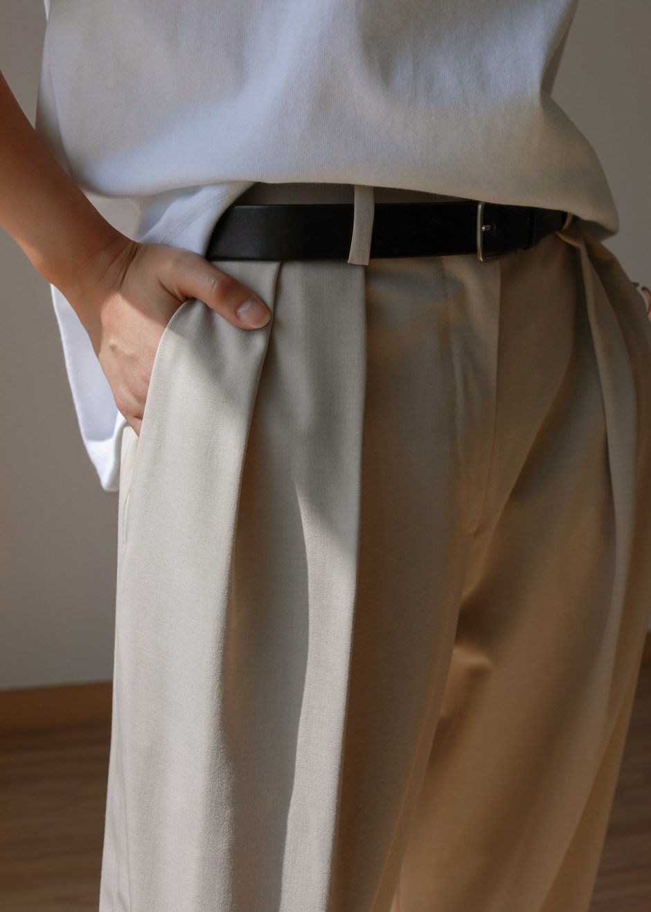 Tansy Pleated Trousers - Beige Pants Nickishop β view 3 of 11