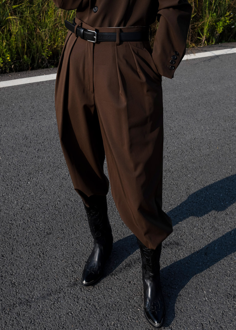 Tansy Pleated Trousers - Chocolate Pants Nickishop β view 9 of 13
