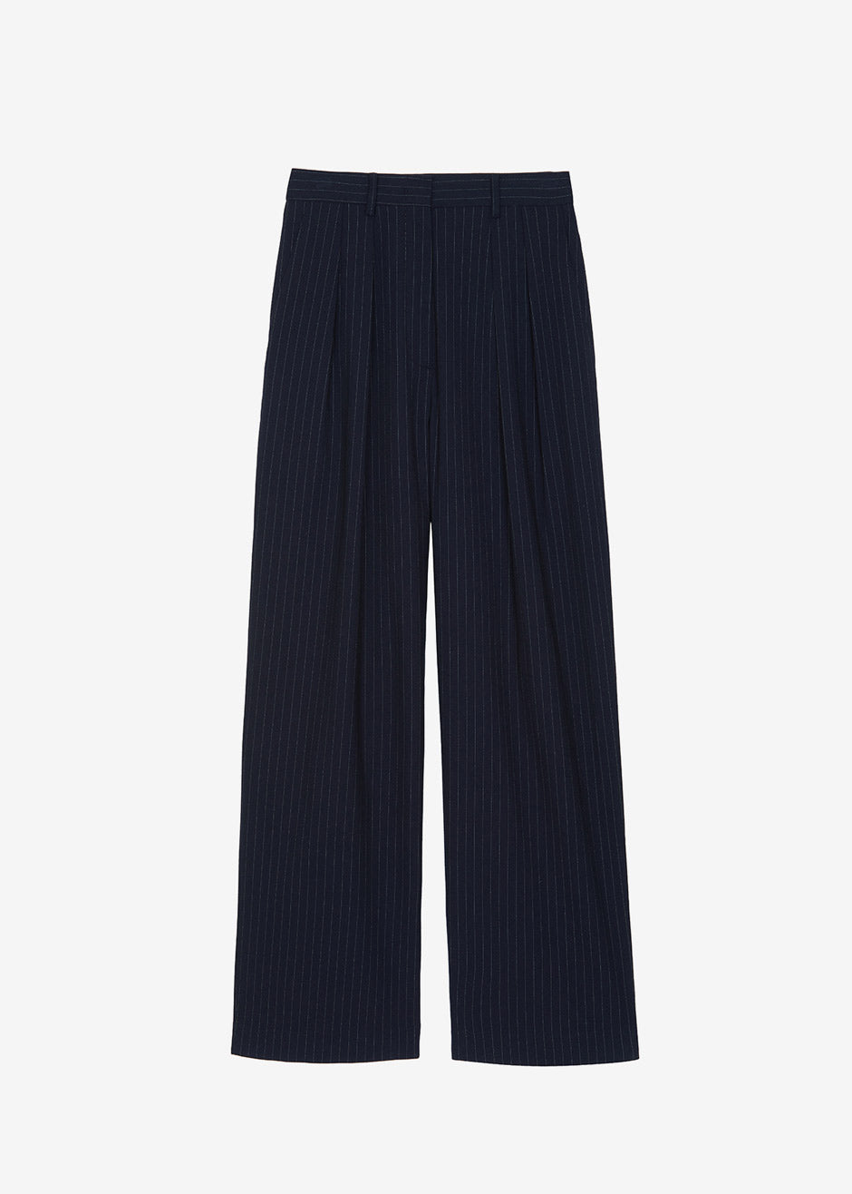 Tansy Pleated Trousers - Navy Pinstripe Pants Nickishop β view 12 of 12