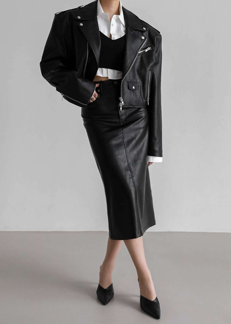 Tidus Cropped Biker Jacket - Black Jacket Nickishop β view 7 of 9