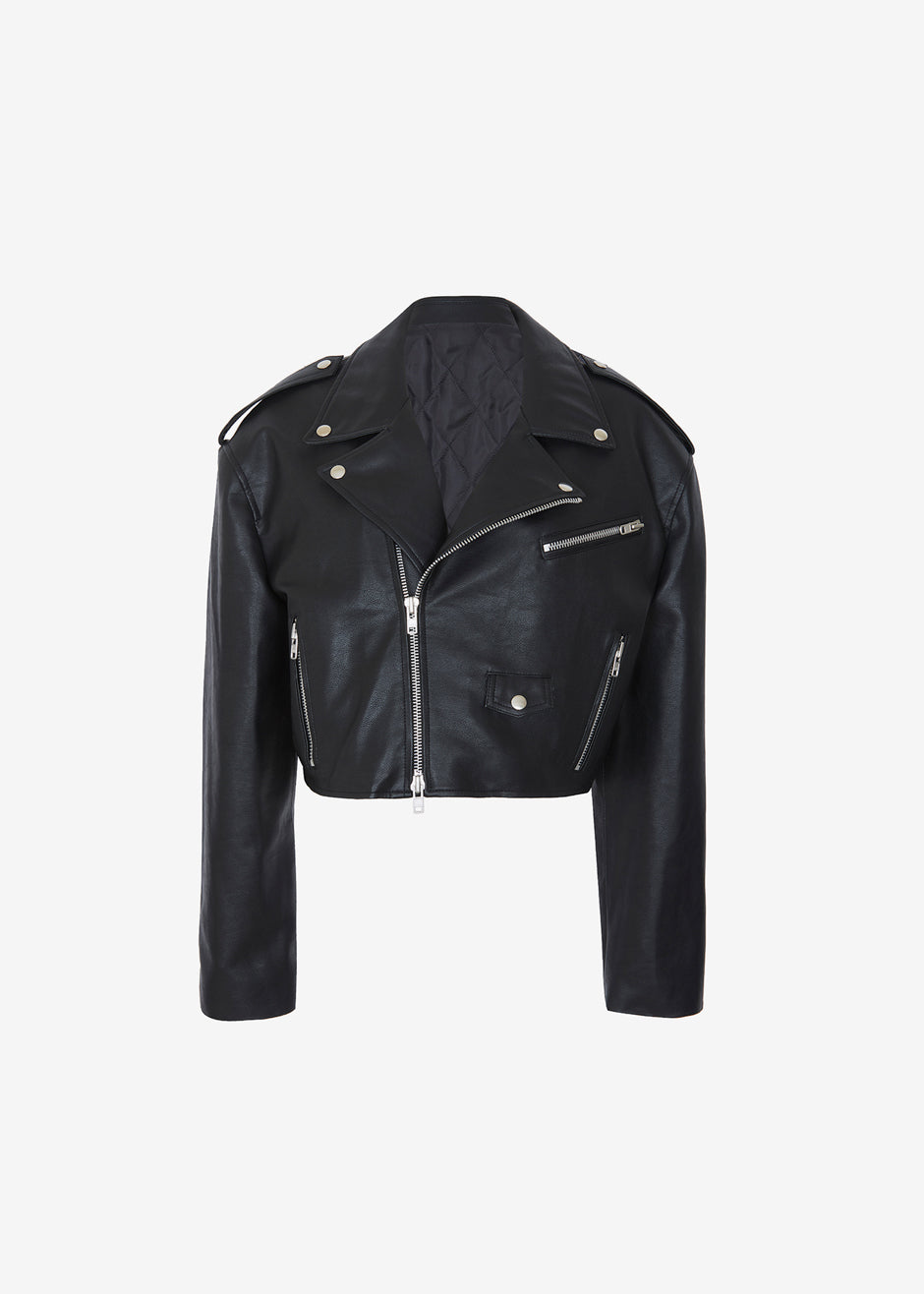 Tidus Cropped Biker Jacket - Black Jacket Nickishop β view 9 of 9