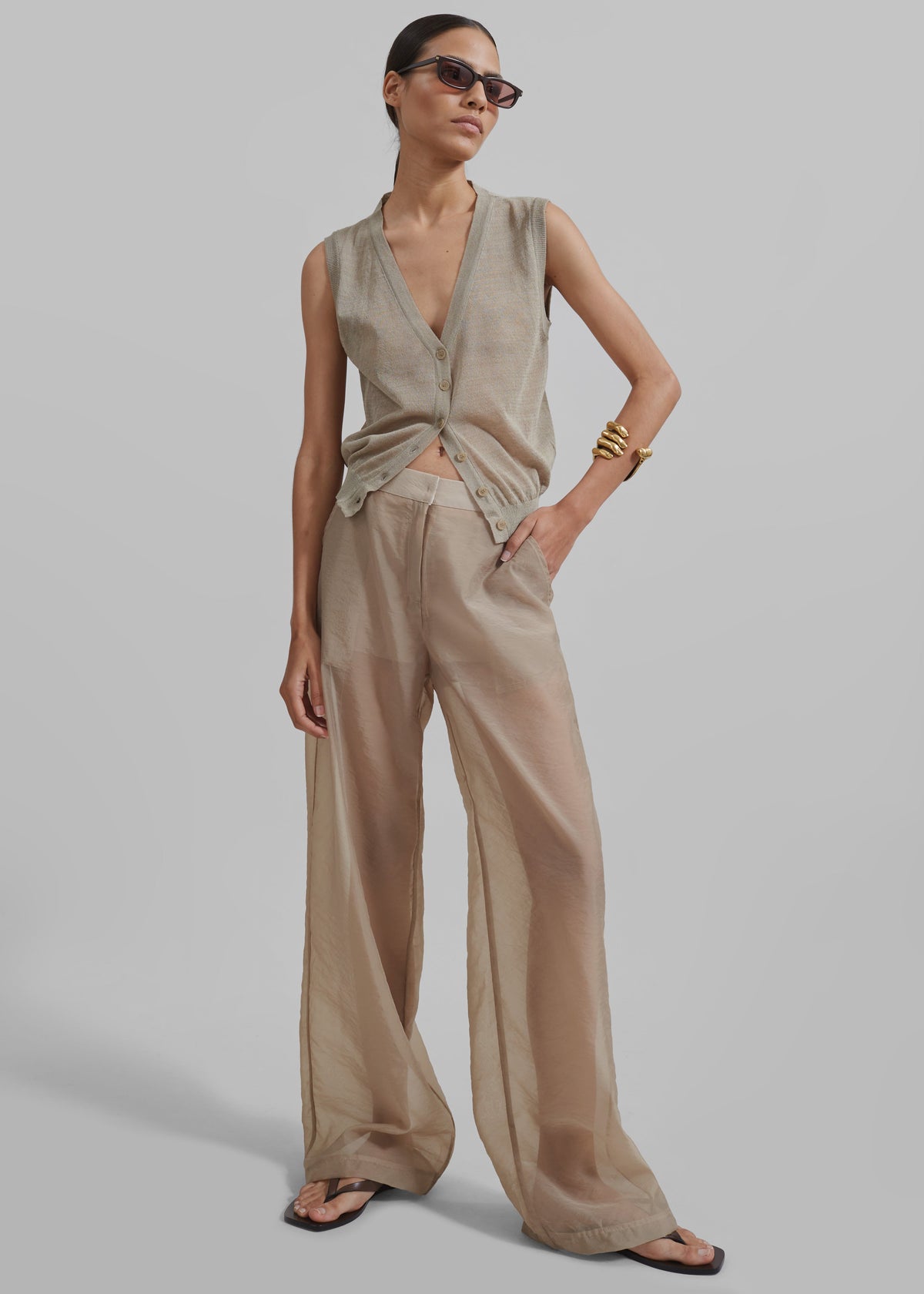 Abra Sheer Trousers - Beige – view 1 of 16