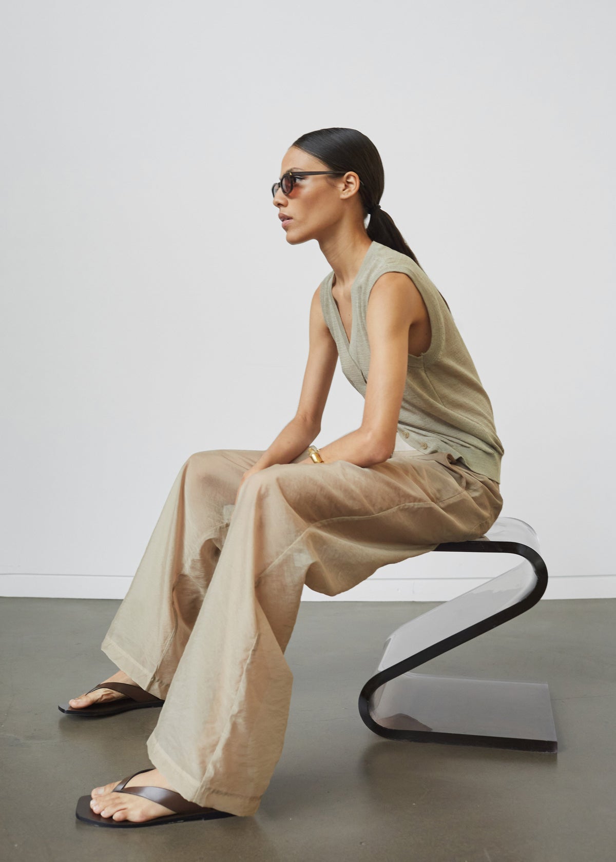 Abra Sheer Trousers - Beige – view 2 of 16