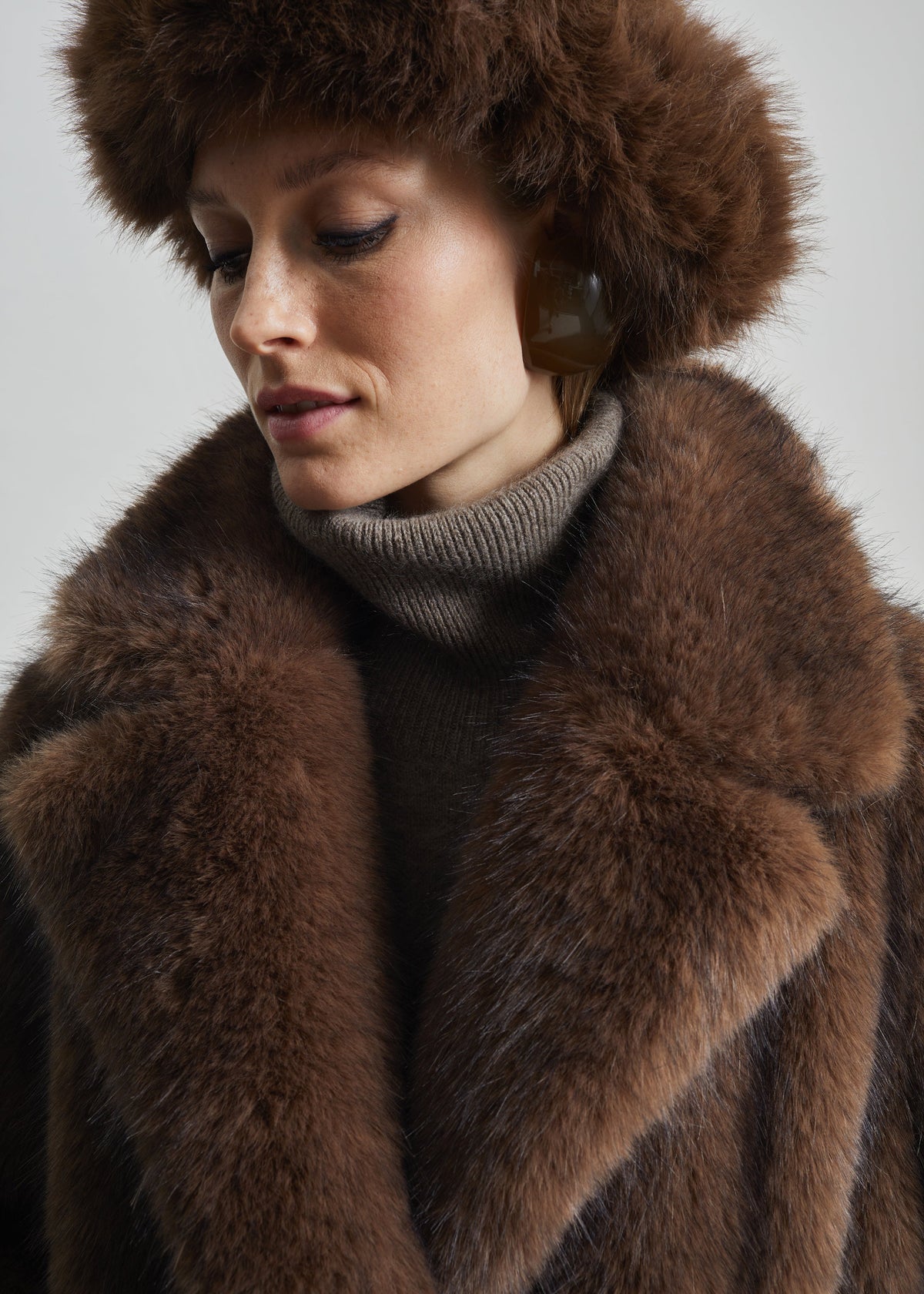 Adamello Faux Fur Short Coat - Brown – view 6 of 10