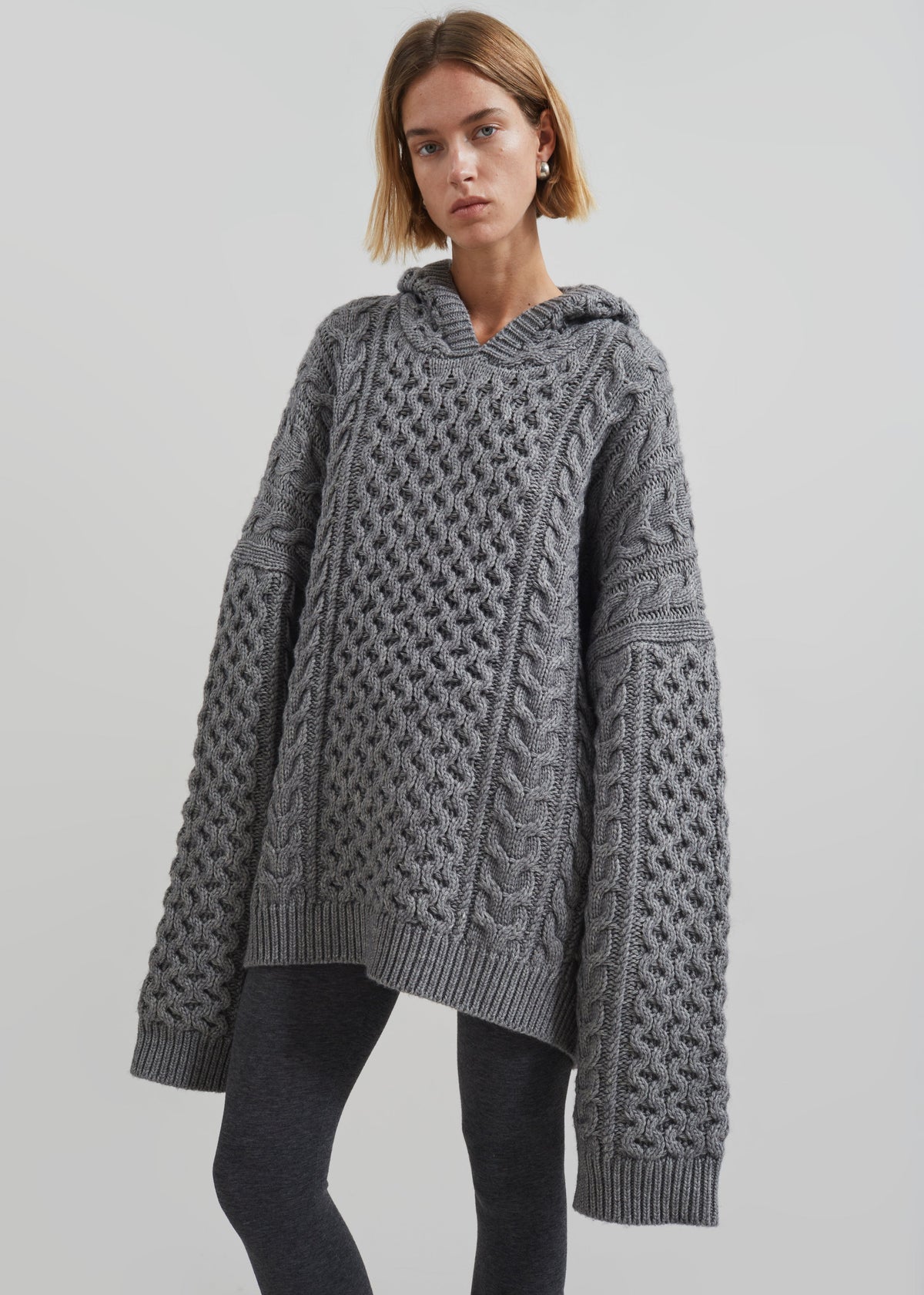Adare Braided Knit Hoodie - Grey – view 1 of 11