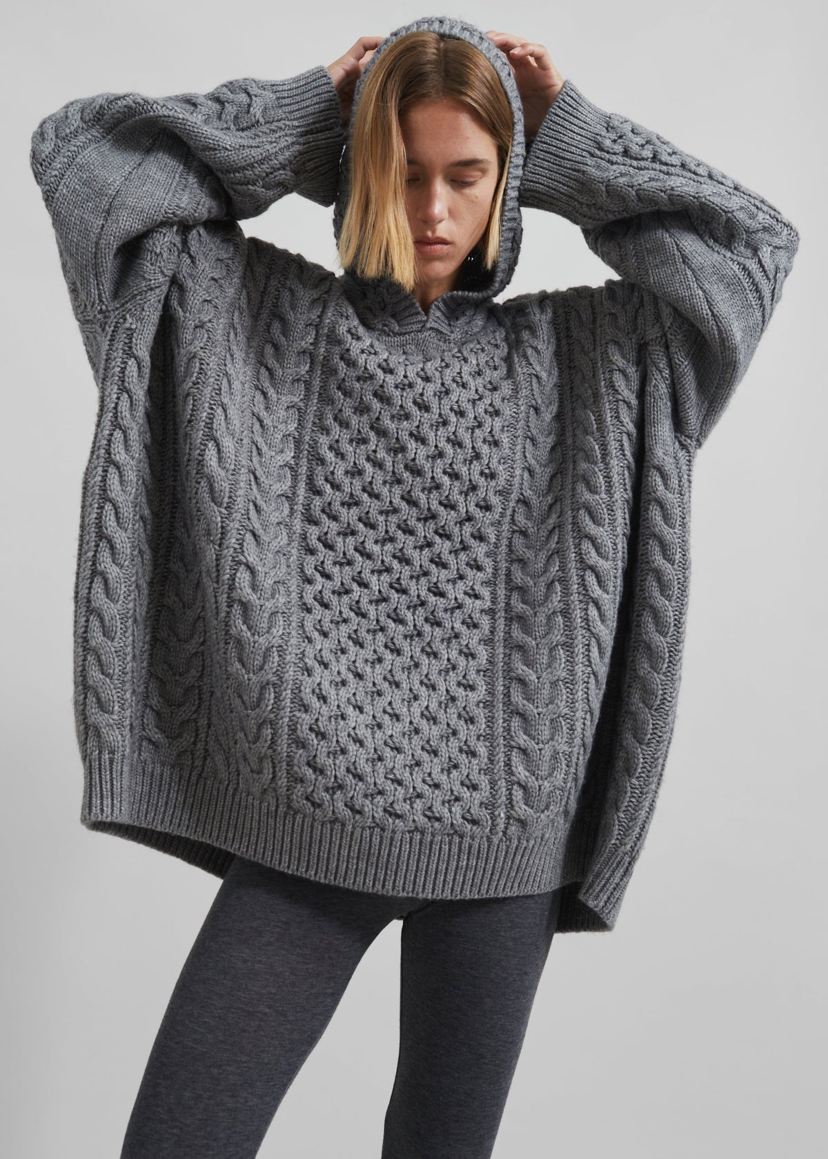 Adare Braided Knit Hoodie - Grey – view 4 of 11