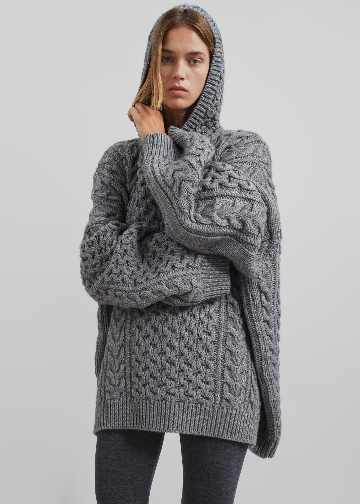 Adare Braided Knit Hoodie - Grey – view 9 of 11