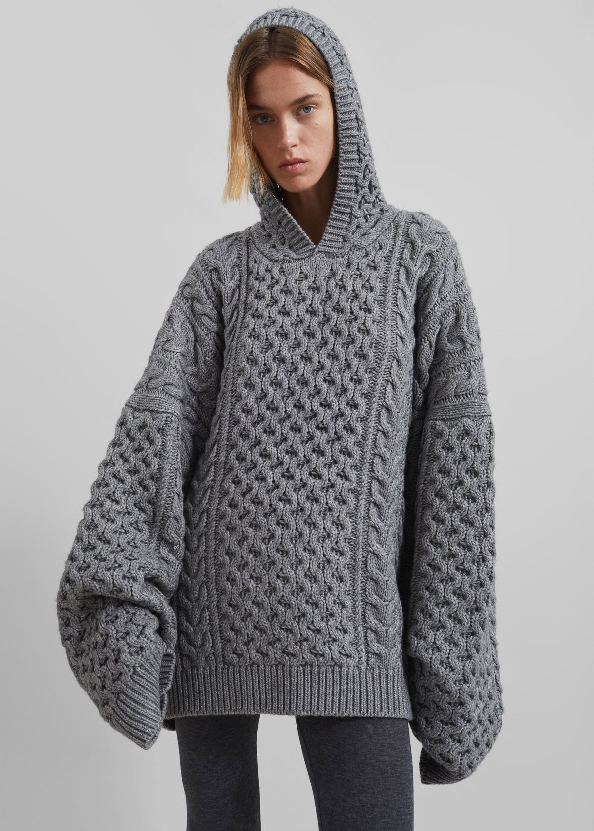Adare Braided Knit Hoodie - Grey – view 5 of 11