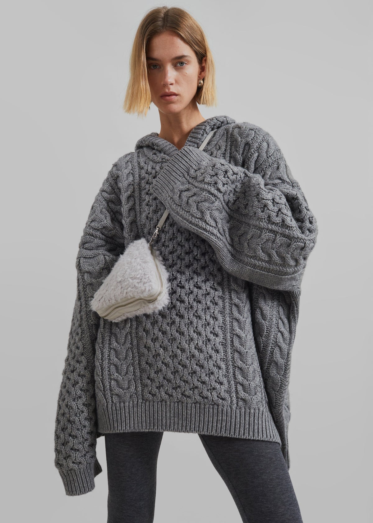 Adare Braided Knit Hoodie - Grey – view 7 of 11