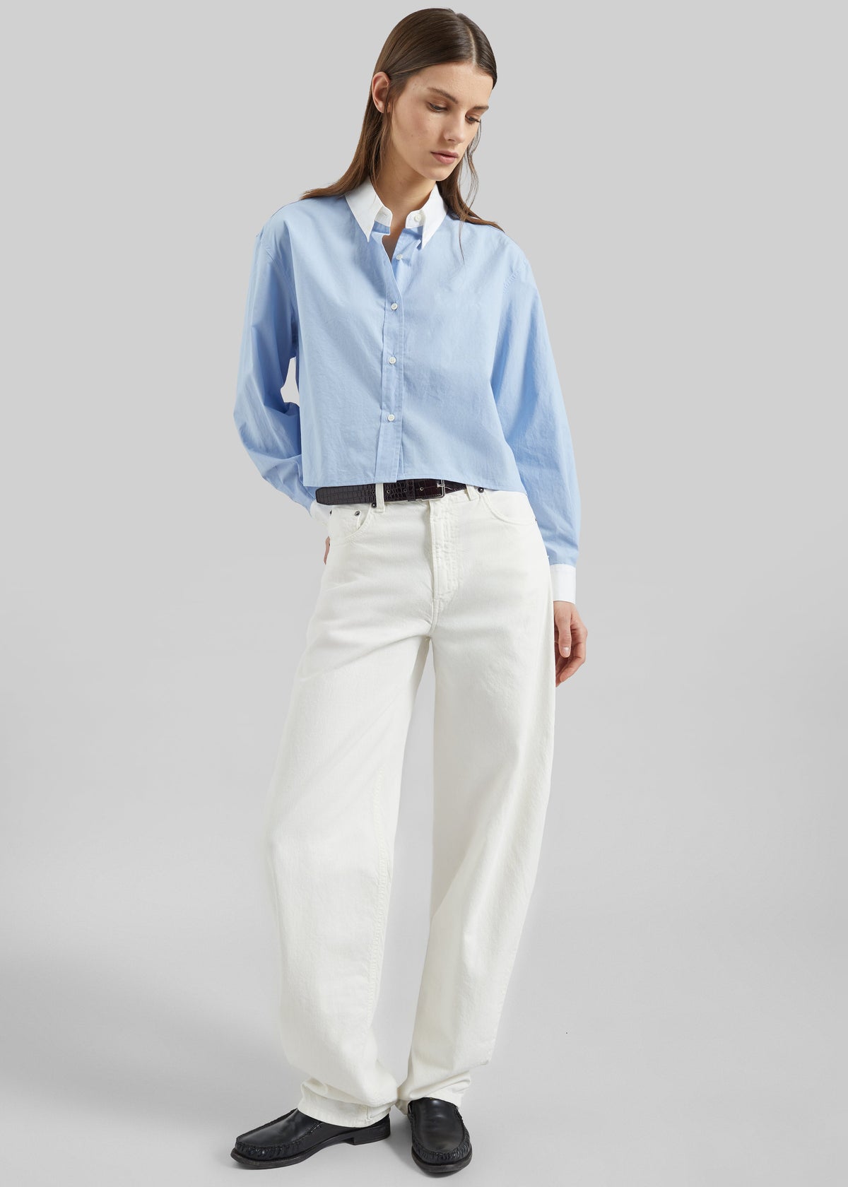 Aix Cropped Boxy Shirt - Sky Blue – view 6 of 9