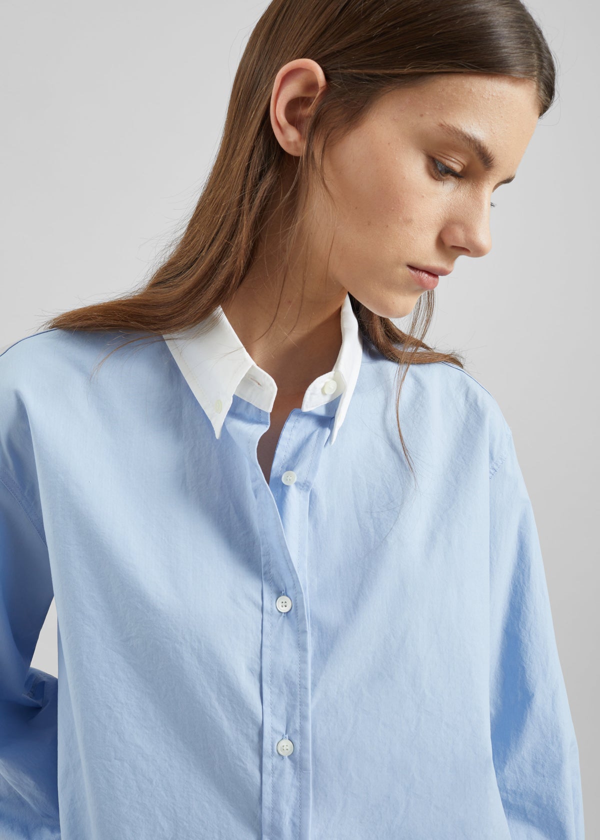 Aix Cropped Boxy Shirt - Sky Blue – view 3 of 9