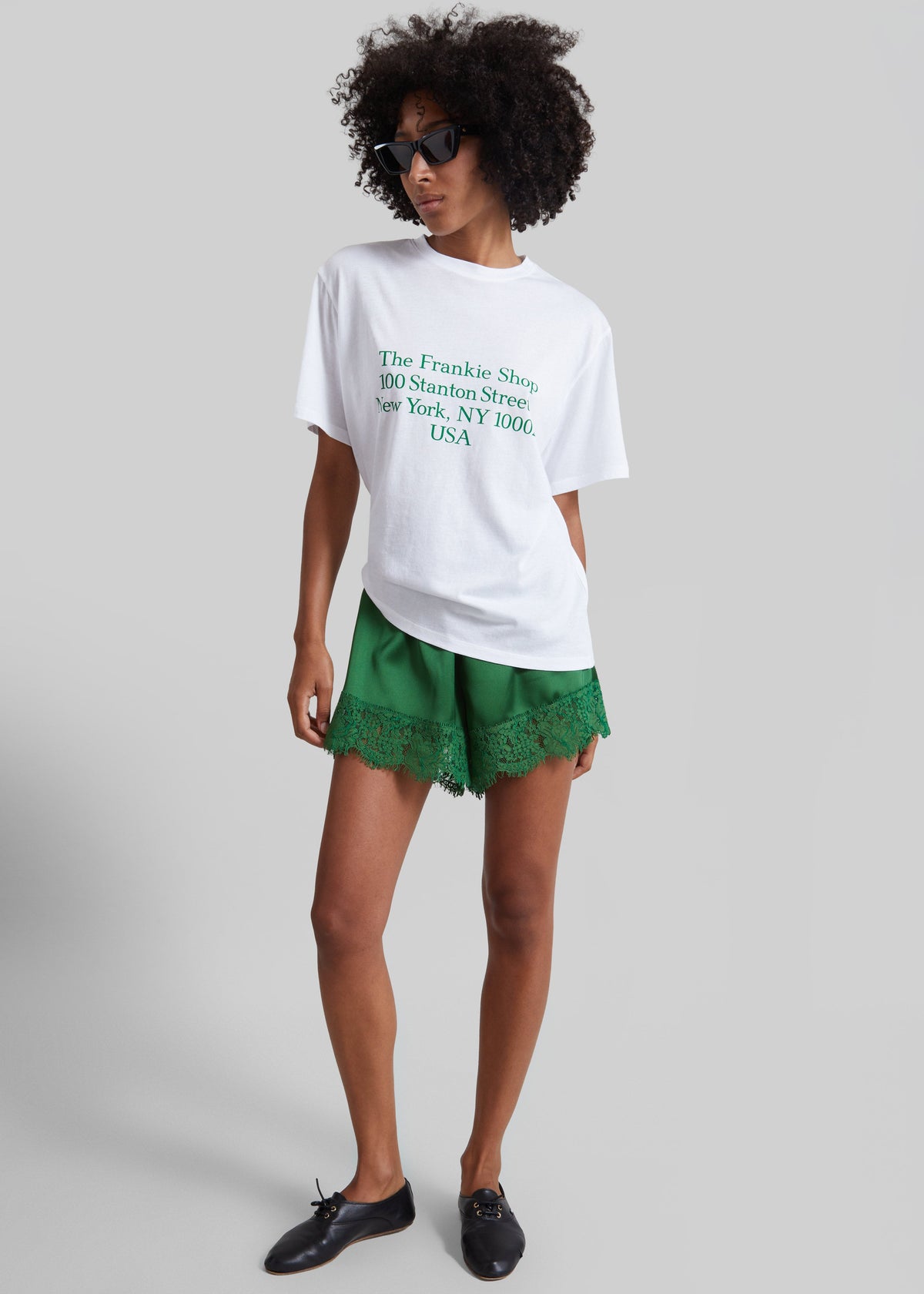 Albesa Satin Lace Trim Shorts - Kelly Green – view 3 of 10