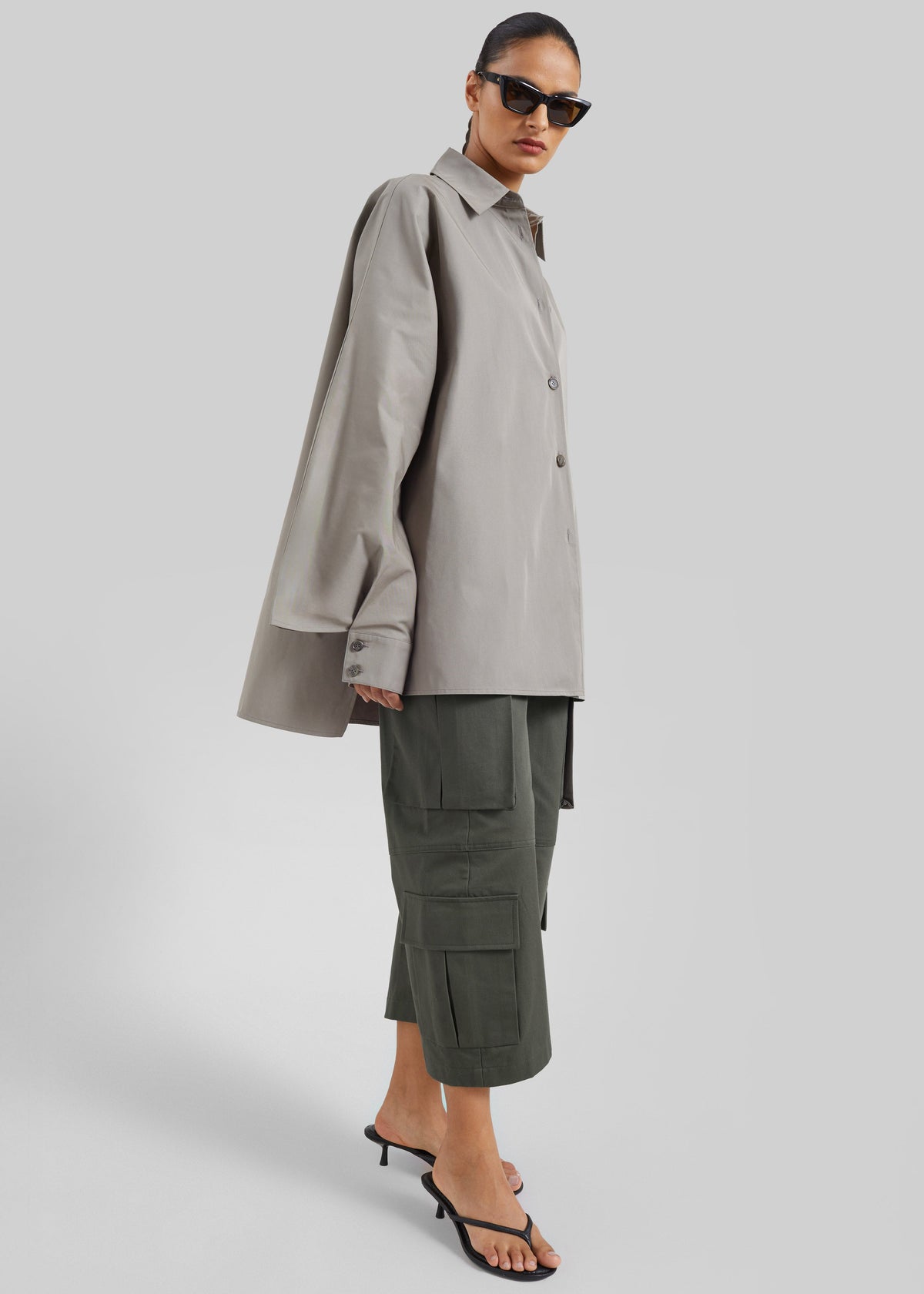 Alda Oversized Long Shirt - Taupe – view 1 of 8