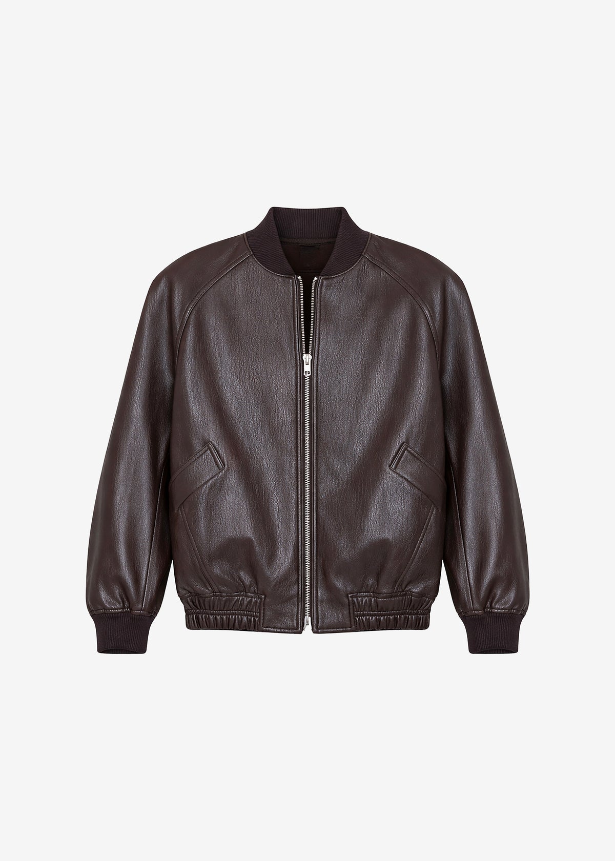 Alena Faux Leather Bomber Jacket - Dark Brown – view 8 of 8