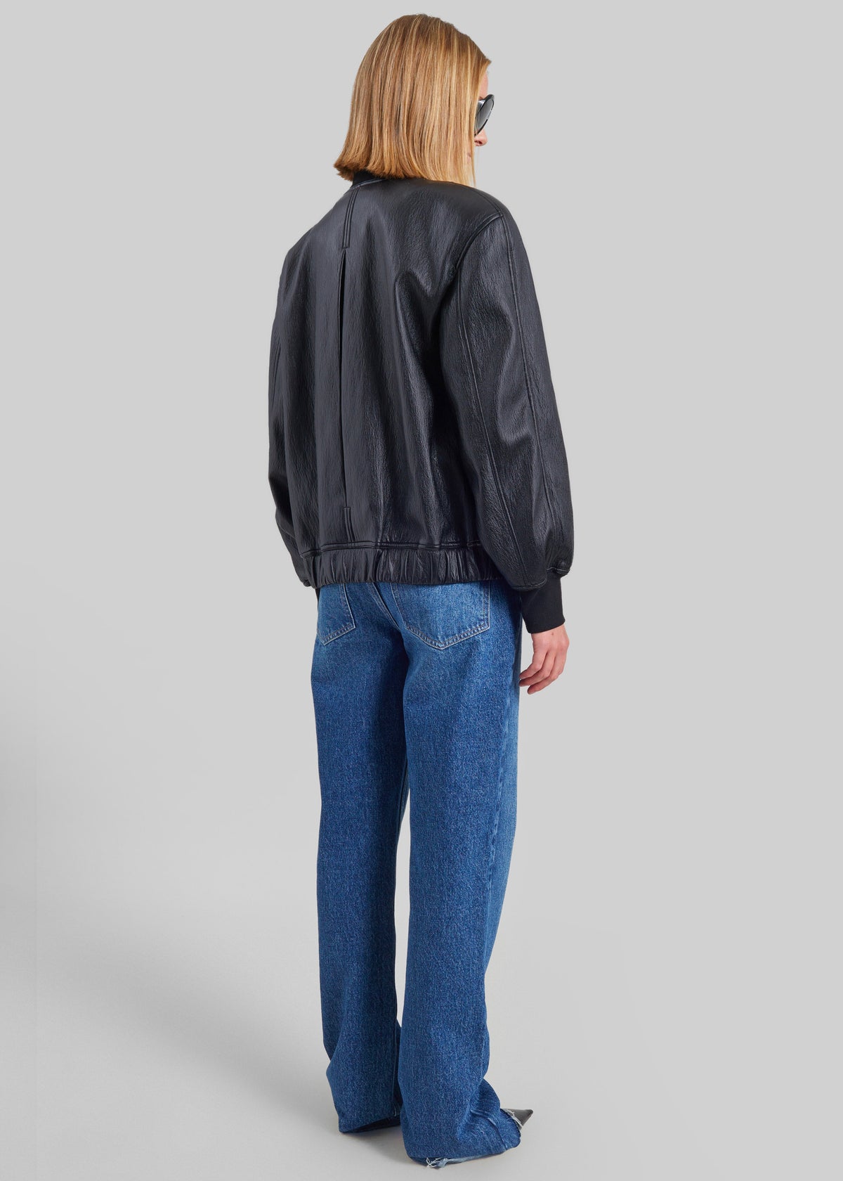 Alena Faux Leather Bomber Jacket - Black – view 7 of 8