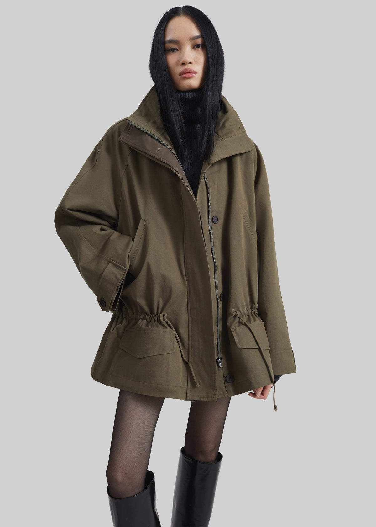 Alesie Drawstring Jacket - Olive Brown – view 2 of 8